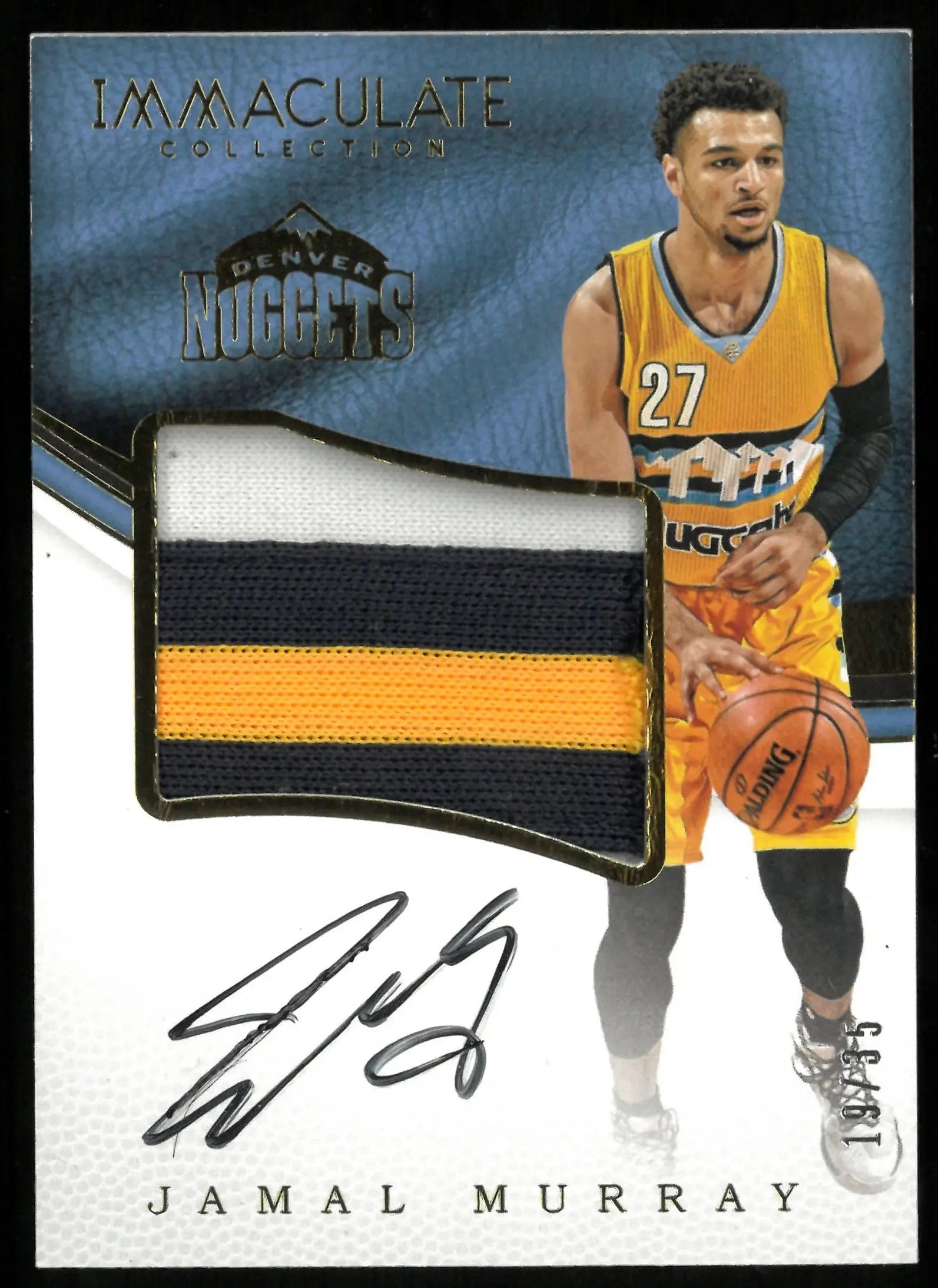 2016-17 Panini Immaculate Basketball Jamal Murray Rookie Patch Autograph Card #/35 - NBA Collectible for Fans & Investors | Perfect for Display, Trading, and Memorabilia Collections