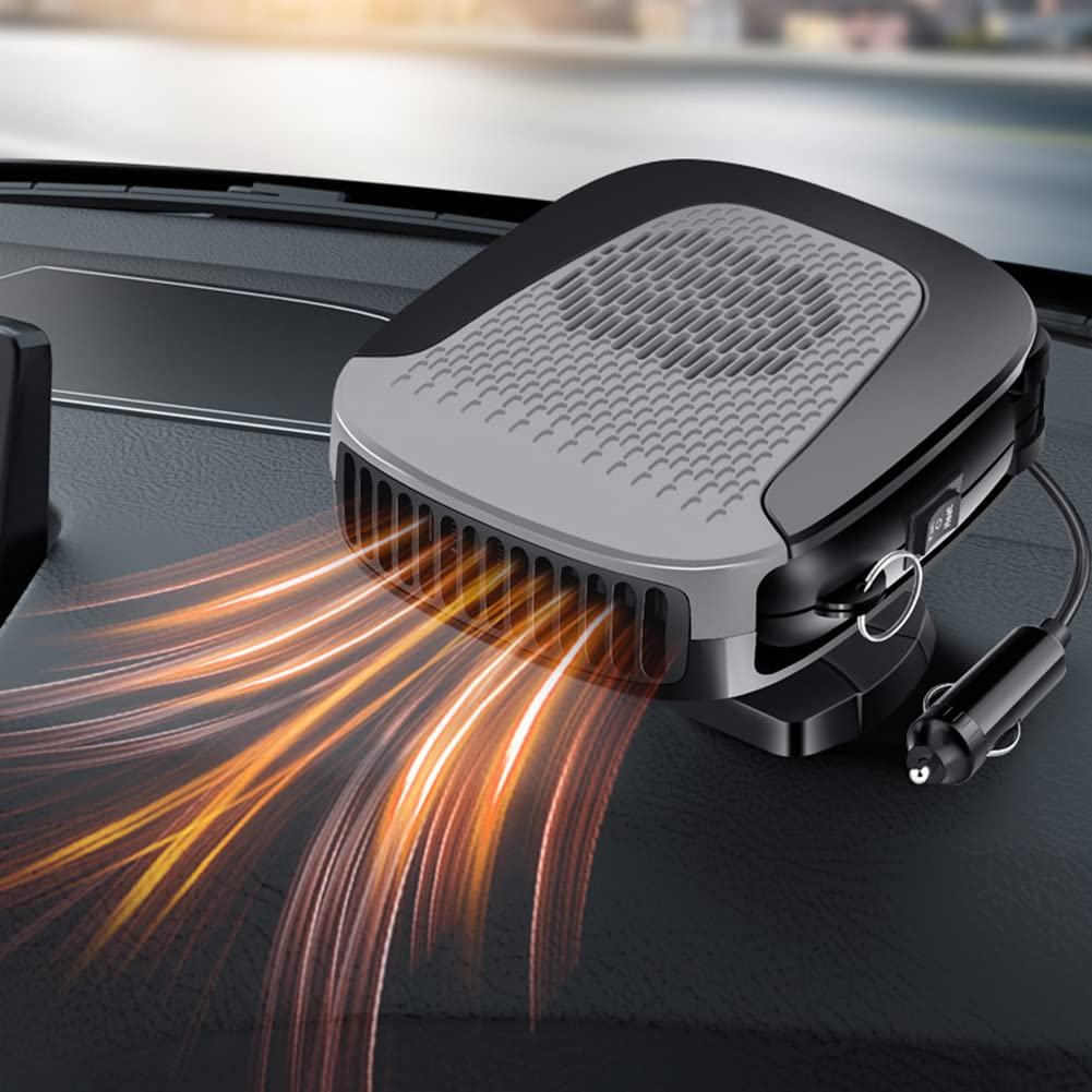 12V 150W Portable Car Heater & Defroster - Fast Heating Adjustable Fan for Windshield Defogging | Winter Car, SUV & RV Heater with Cooling Function | Perfect for Snow Removal & Cold Weather Commuting