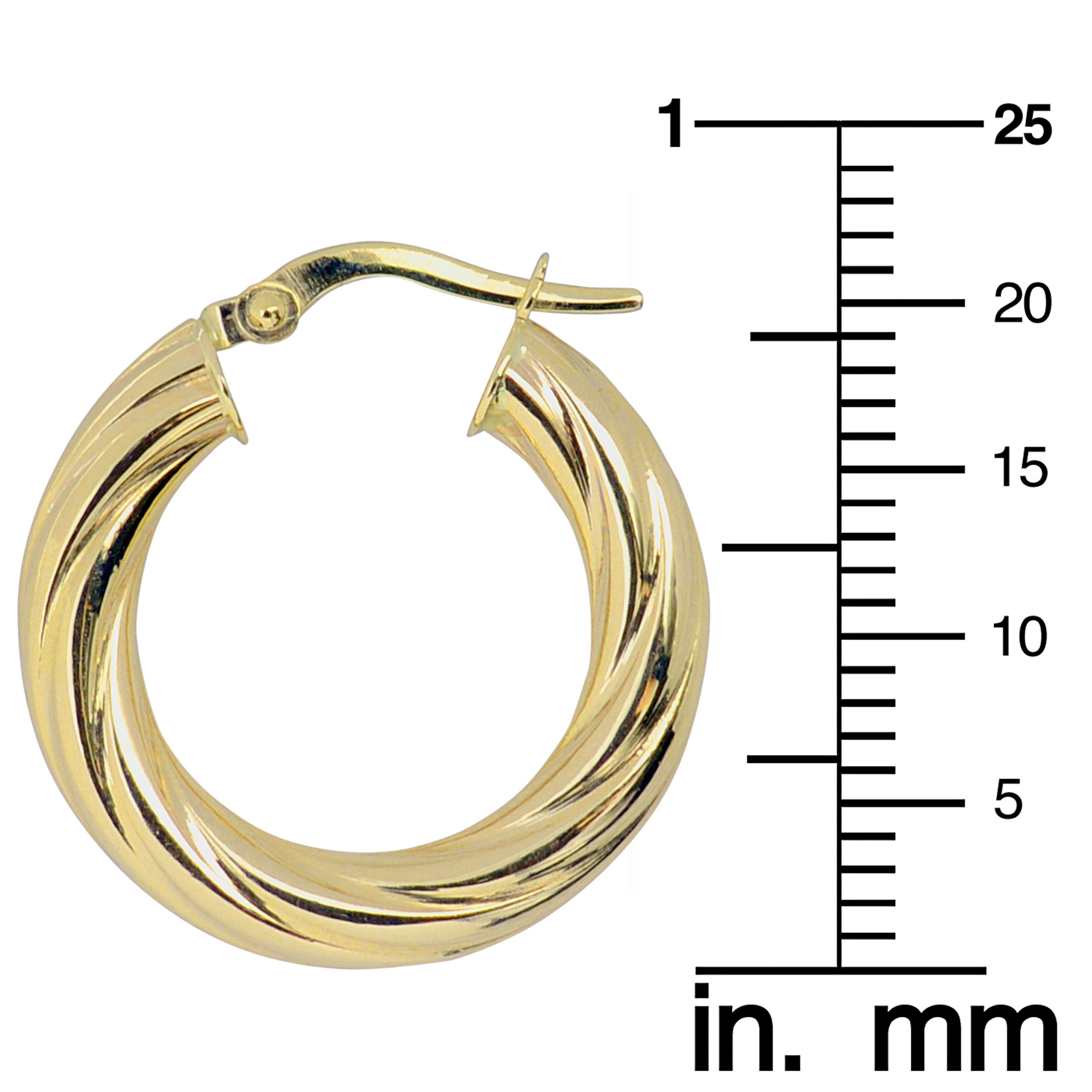14K Yellow Gold Twisted Hoop Earrings for Women - 4x15mm High Polish Dainty Huggie Hoops - Perfect for Everyday Wear, Date Night & Special Occasions