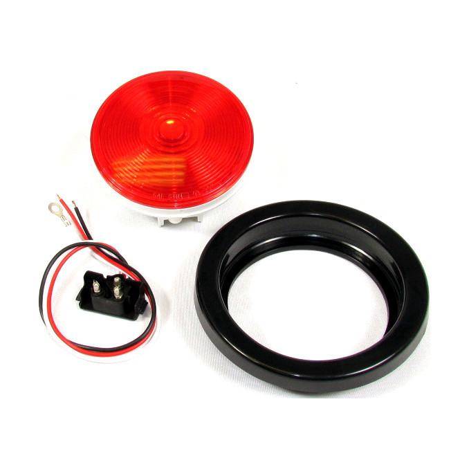 Fortpro 4 Red Round Tail Stop Turn Incandescent Light Bulbs with Red Lens - F235152 - Replacement for Trucks, Trailers & RVs - Durable Brake & Signal Lights for Safe Night Driving