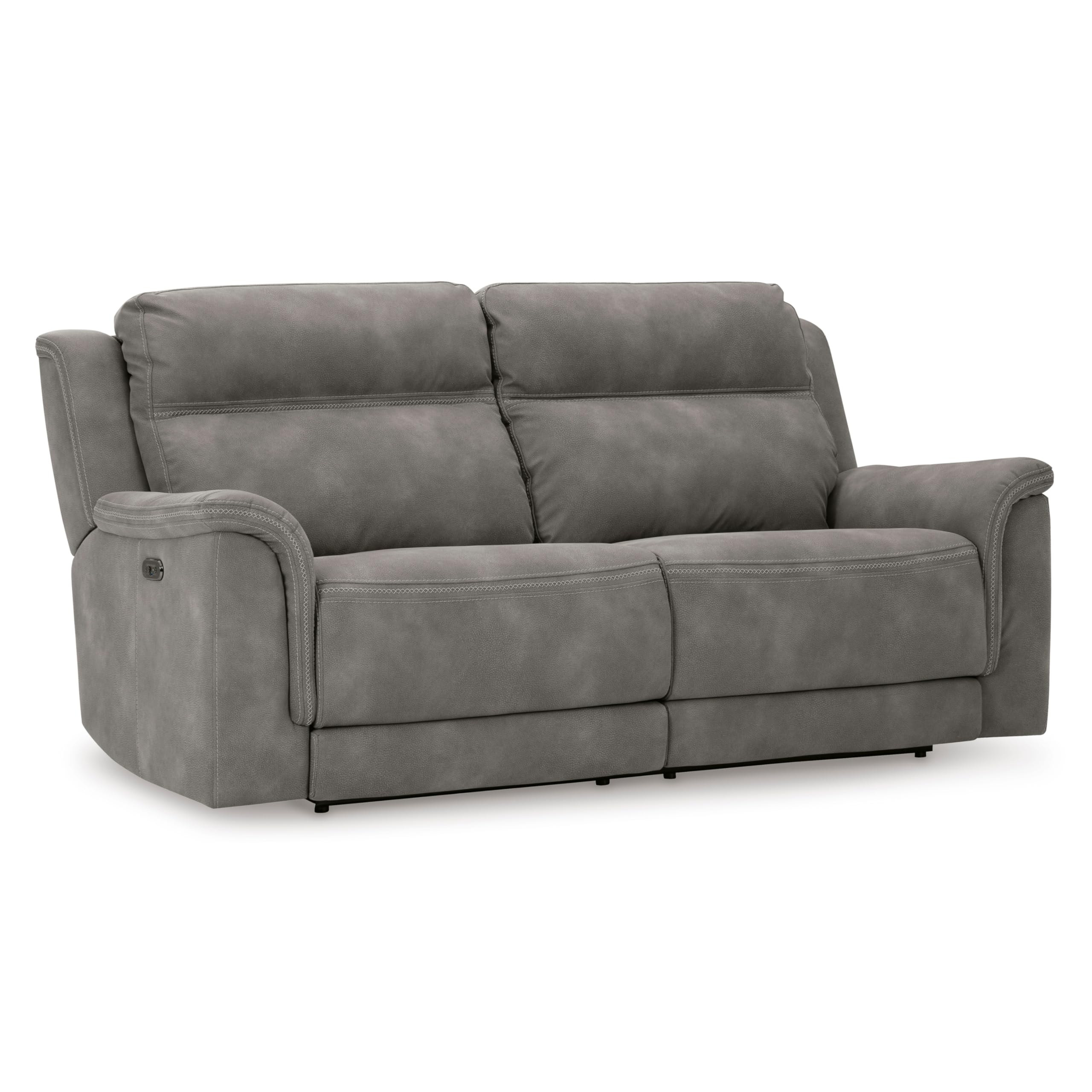 Ashley Next-Gen DuraPella Faux Leather Power Recliner Sofa with USB Charger - Zero Wall Reclining, Slate Gray - Perfect for Small Spaces & Home Theater Seating