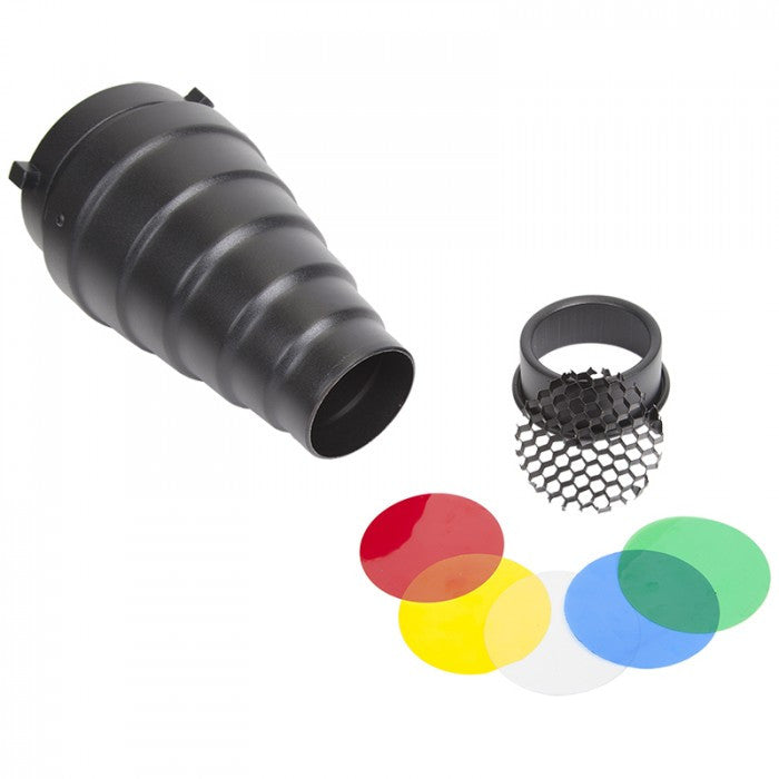 Asis Snoot with Grid & Gels for S Mount - Professional Photography Lighting Accessory for Studio, Portrait, and Product Shoots