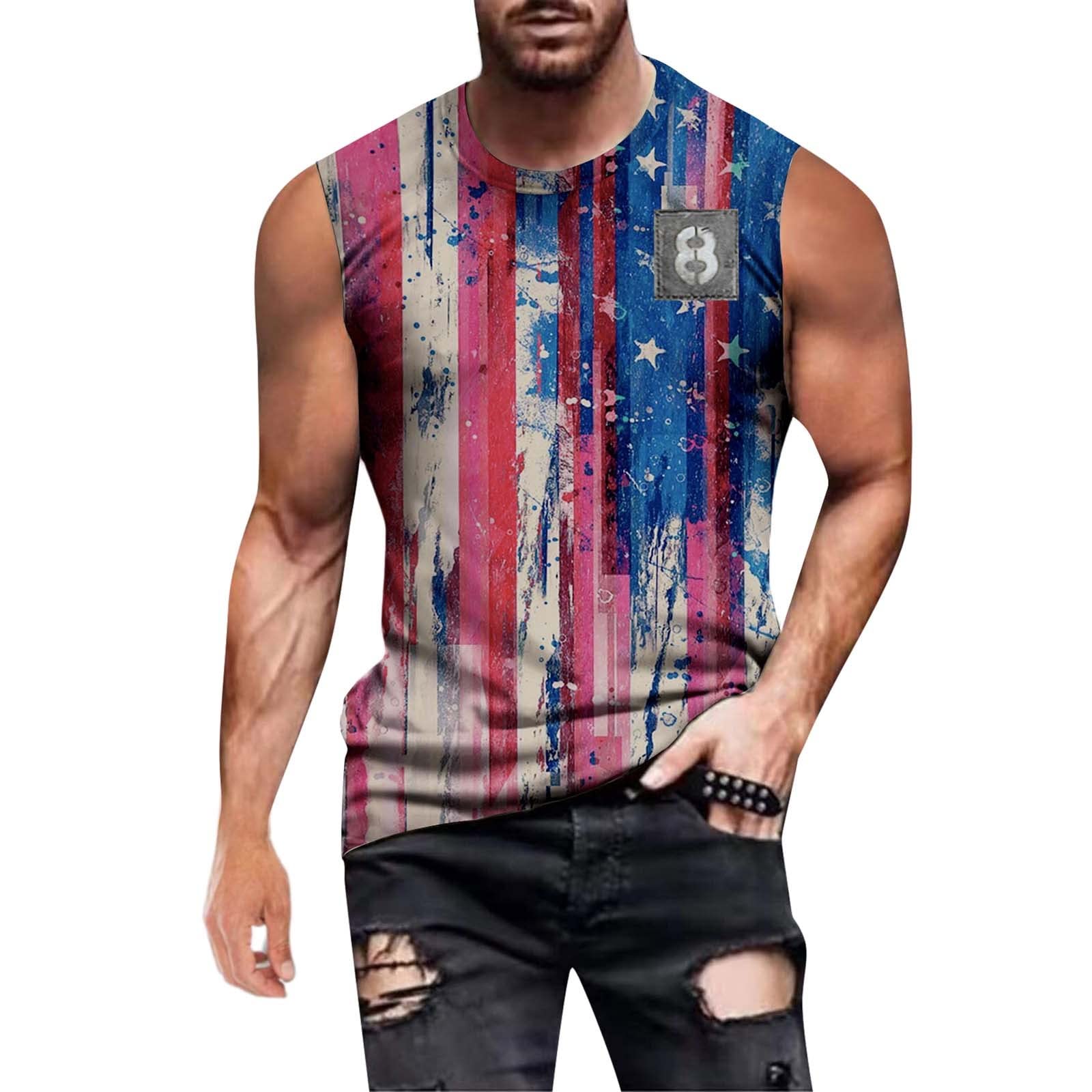 ZDDO Men's Patriotic American Flag Print Tank Top - Vintage Military Sleeveless Shirt for Gym, Workout & Streetwear | Breathable Muscle Tee for Summer, Sports & Casual Outfits