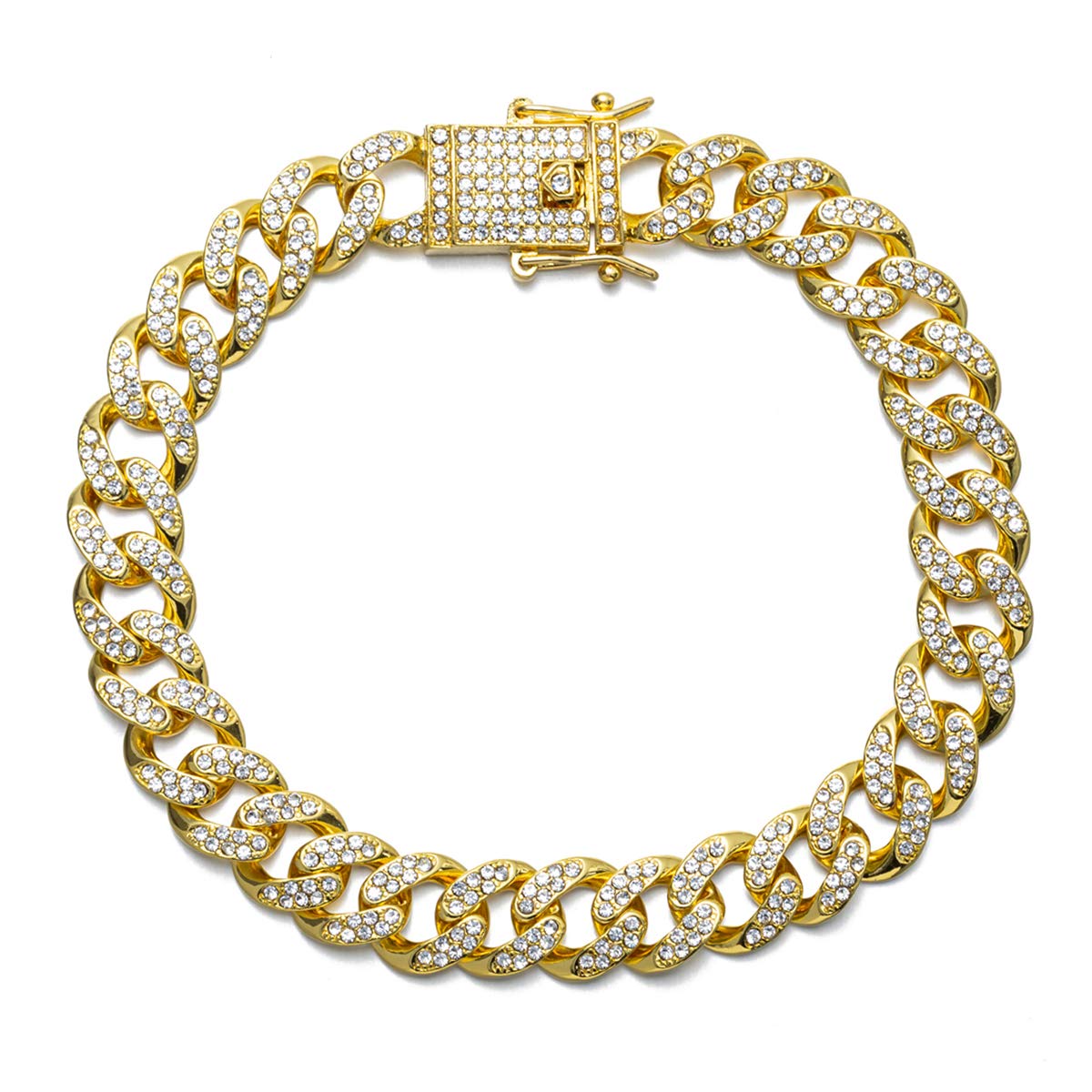 18K Gold & White Gold Plated Cuban Link Anklet Bracelet for Women, Men, Teens - Hip Hop Iced Out Rhinestone Chain Ankle Bracelet (9