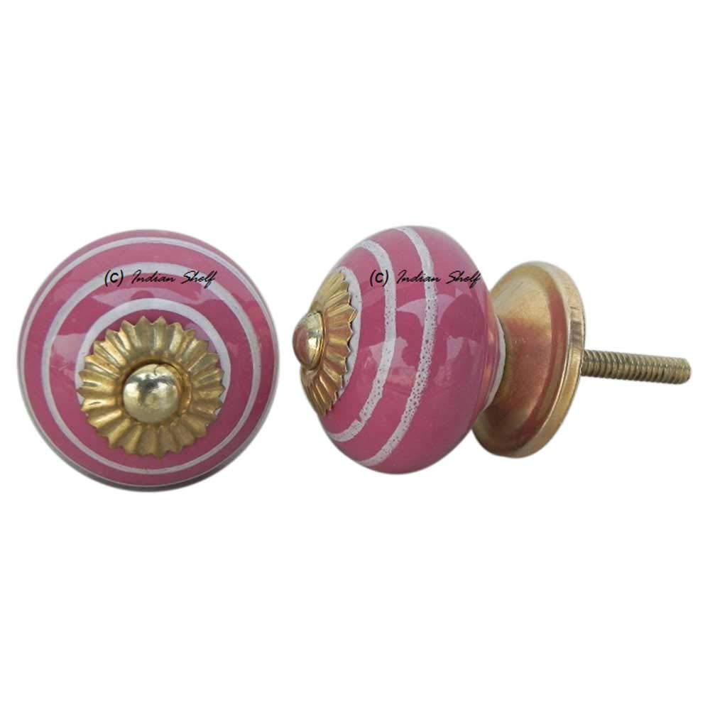 20-Piece Ceramic Pink Striped Drawer Knobs - Elegant Kitchen Cabinet Hardware & Dresser Pulls for Home Decor | Perfect for Bedroom, Bathroom & Office Furniture Upgrade