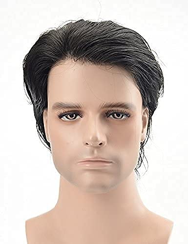 Natural Human Hair Lace Front Wig for Men - 8x6 Dark Brown Toupee with Free Wig Tape & 4 Clips | Baldness Cover Solution for Daily Wear, Parties & Special Occasions