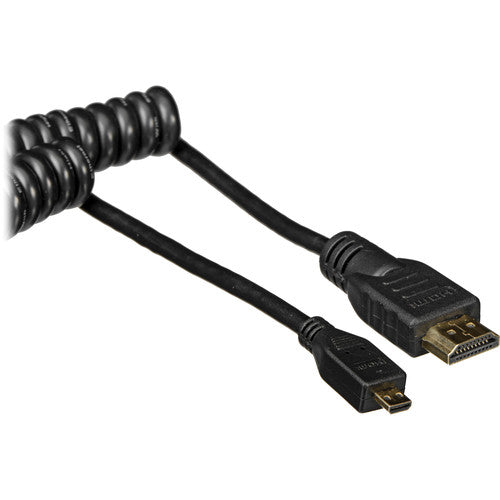 Atomos Coiled Micro HDMI to HDMI Cable 11.8 to 17.7 inches - High-Speed HDMI Cord for DSLR Cameras, Camcorders & Monitors - Perfect for Vlogging, Live Streaming & Professional Video Production