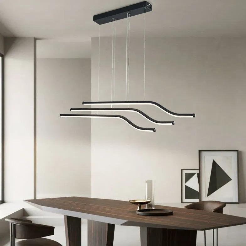 Modern Three Line Zigzag Design Minimalist Pendant Light - Sleek Ceiling Lighting Fixture for Dining Room, Kitchen Island & Bedroom Decor