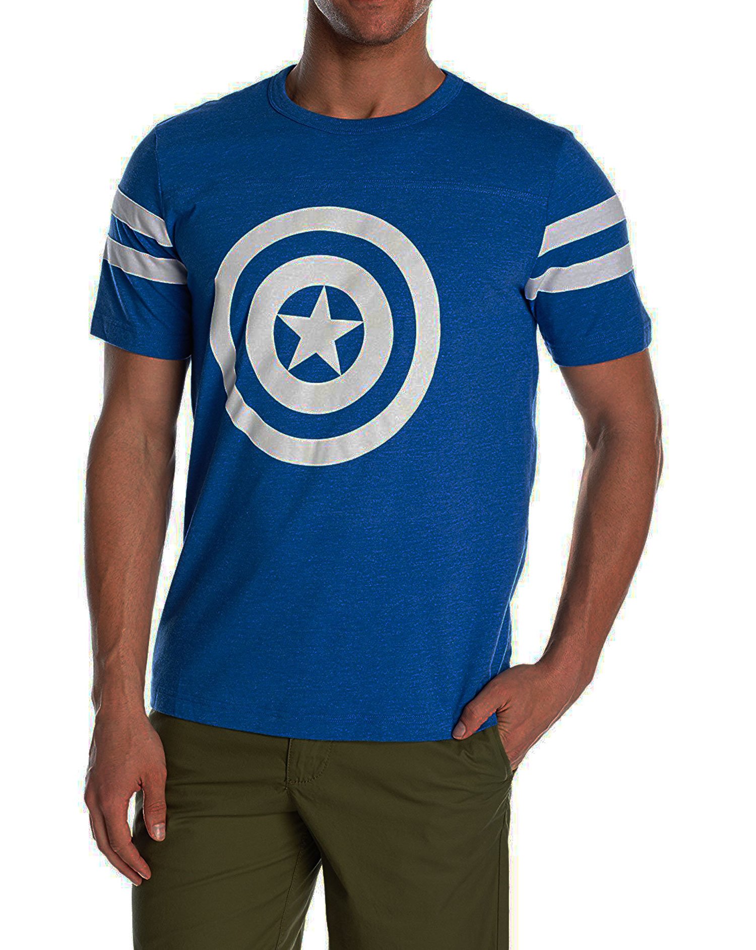 Marvel Captain America Shield Reflective Graphic T-Shirt for Men | Superhero Comic Inspired Apparel | Perfect for Cosplay, Comic Con & Superhero Fans