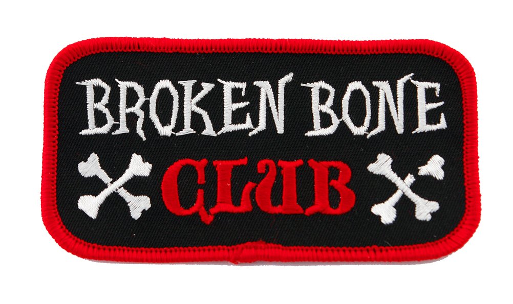 Broken Bone Club Embroidered Iron-On Patch for Motorcycle Jackets & Vests - Durable Biker Emblem for Harley, Chopper & Cruiser Riders - Perfect for DIY Denim, Leather & Gear Customization