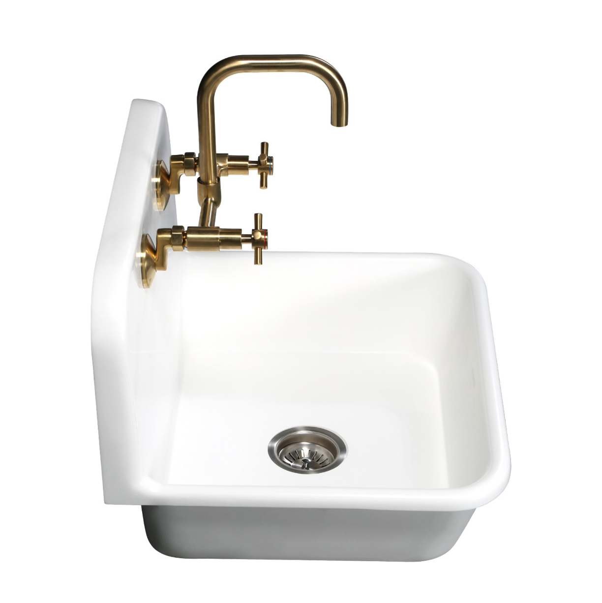 Concord Two Handle Wall Mount Bathroom Faucet - 2 Hole Deck Mount Sink Faucet for Bathroom Vanity, Powder Room & Utility Sink (Brushed Nickel Finish)