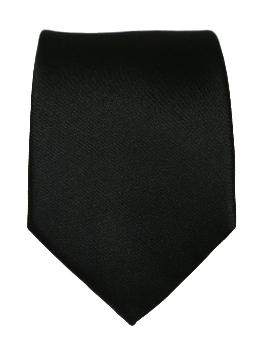 DÉCLIC Classic Plain Black Tie for Men - Elegant Formal Necktie for Business, Weddings & Special Occasions