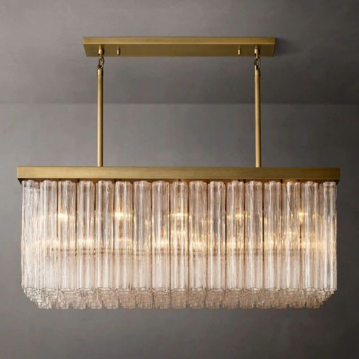Besa 54-Inch Rectangular Chandelier - Modern LED Crystal Ceiling Light Fixture for Dining Room, Living Room & Bedroom Lighting