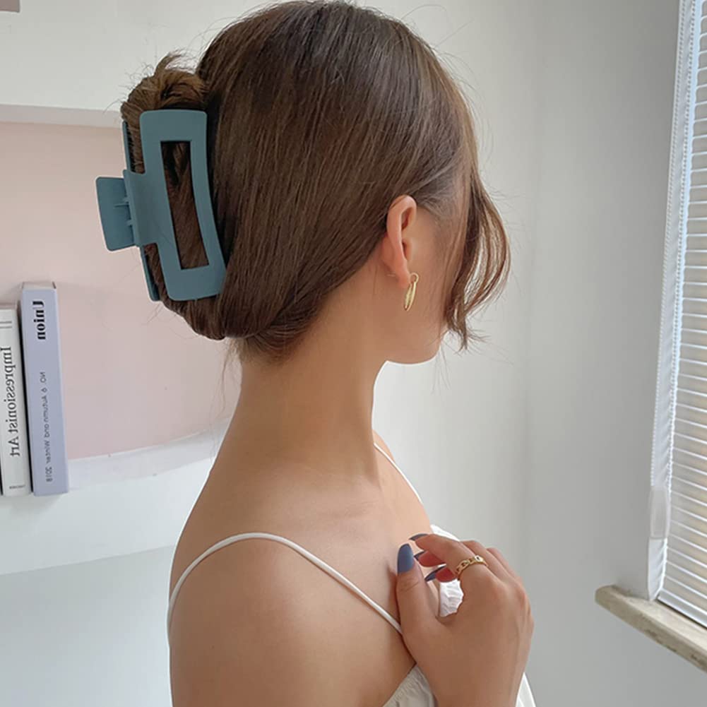 10 Pcs Large Claw Clips for Thick Hair - Strong Hold Square Jaw Hair Clips, Non-Slip Big Rectangle Hair Clips for Women & Girls - Perfect for Updos, Ponytails & Everyday Hairstyles