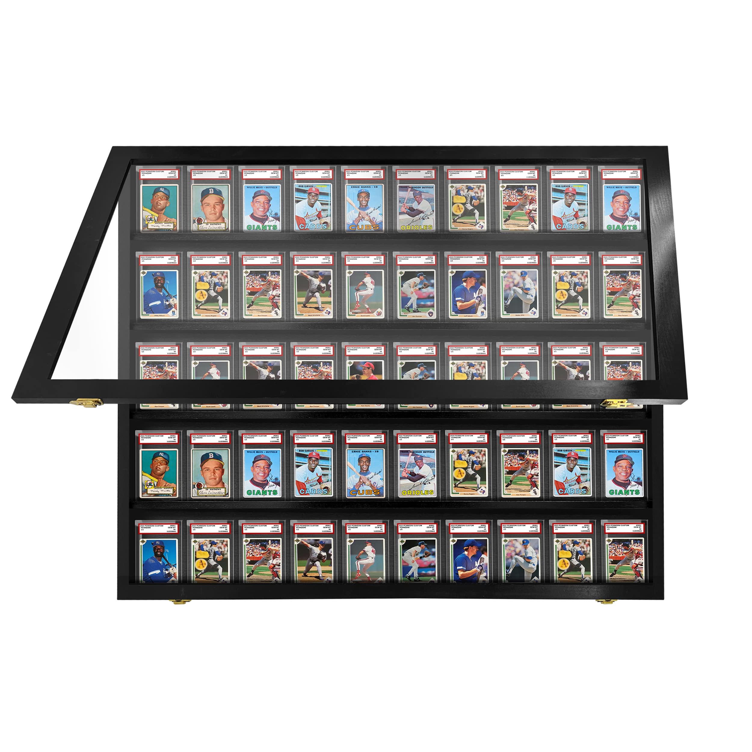 Baseball Card Display Case - 50 Graded Sports Frame with Lock & UV Protection - PSA Certified for Pokemon, Football & Basketball Cards | Perfect for Collectors, Home Decor & Gift Giving