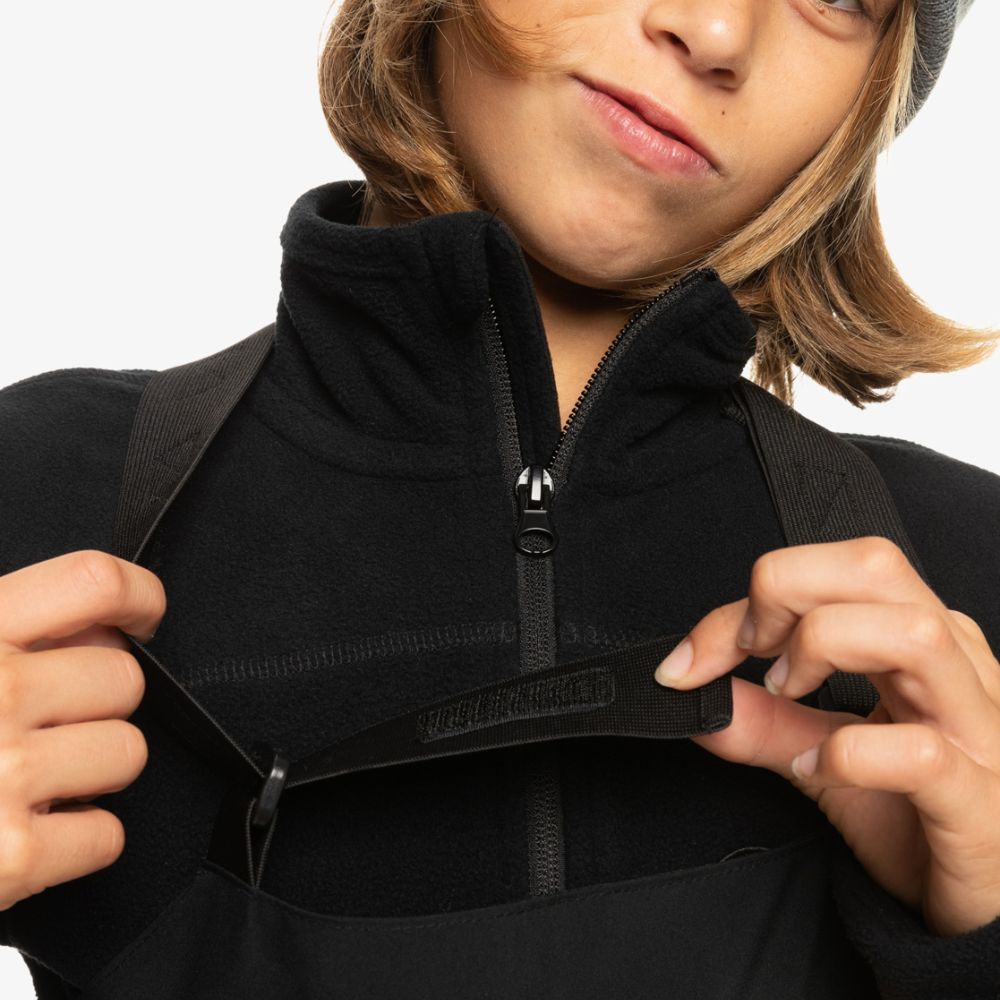 Quiksilver Mash Up Youth Boys Bib Snow Pants - Black - Waterproof & Insulated Winter Snowboarding & Skiing Bib Overalls for Kids