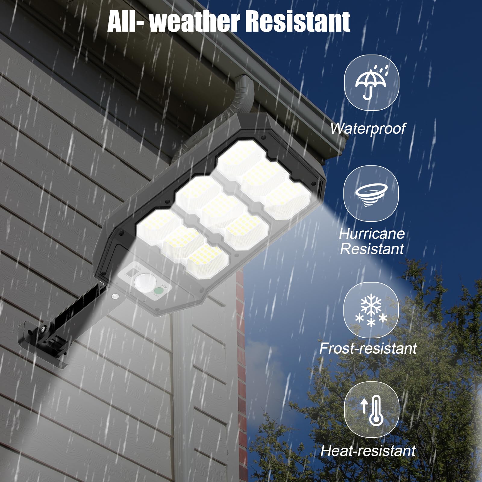 Qoosea Solar Street Lights Outdoor Waterproof - Dusk to Dawn Motion Sensor Solar Lights with 3 Modes & Remote Control - Solar Flood Lights for Backyard, Garage, Garden, Pathway (2 Pack) - Energy Efficient Outdoor Lighting for Security & Landscape Illumination