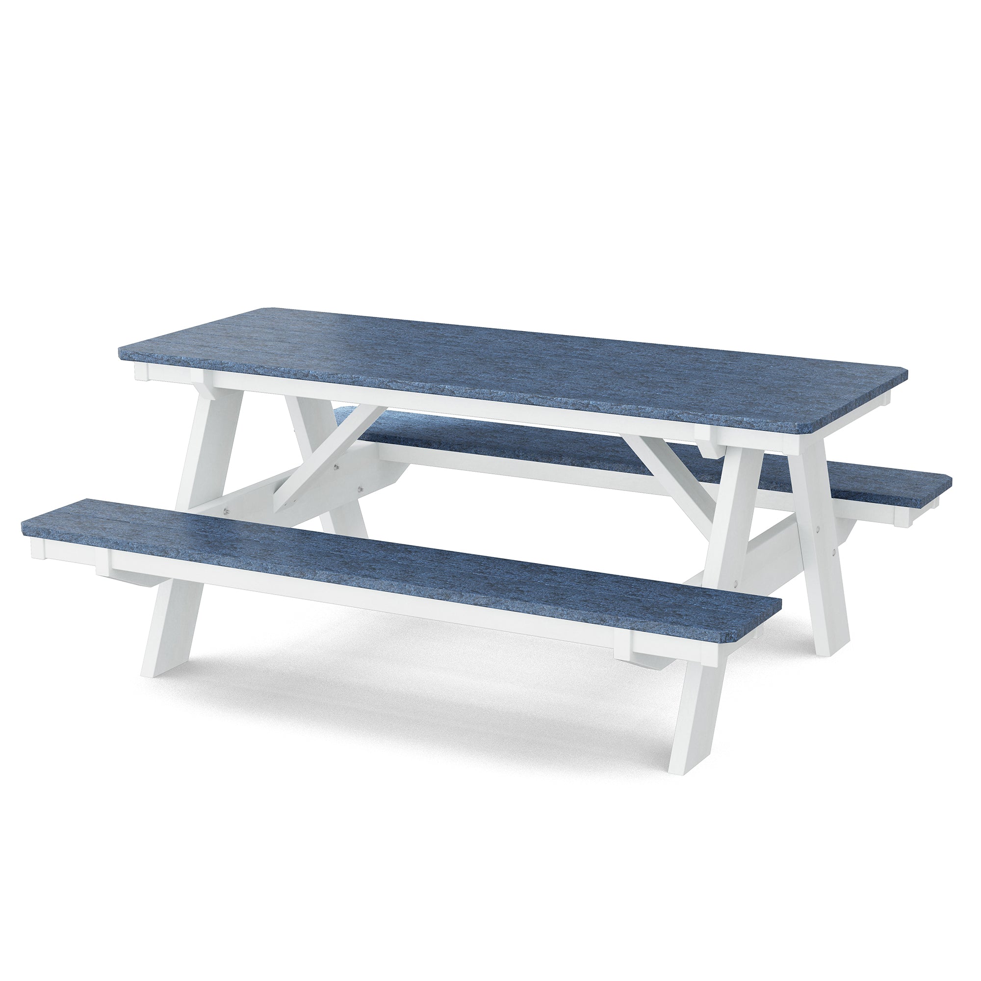 Heritage 72 Inch Outdoor Picnic Table with Attached Benches - Durable All-Weather Patio Furniture for Backyard, Garden, and Park Gatherings