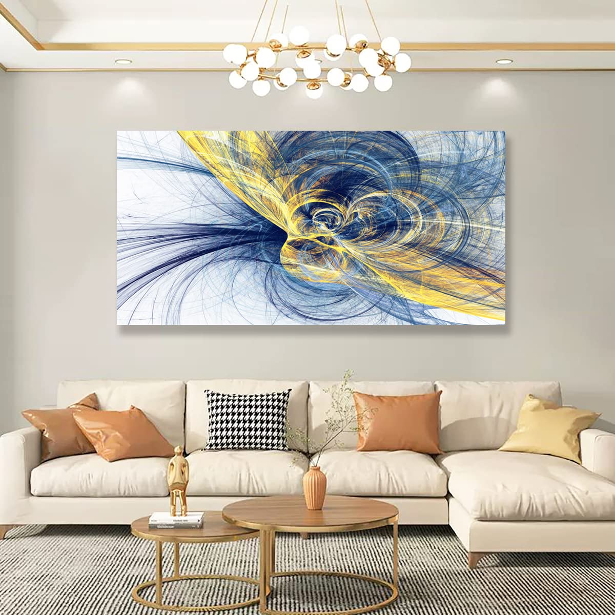 Abstract Canvas Wall Art - Modern Line Drawings Waterproof Print for Living Room, Bedroom, Bathroom Decor - 24x48 Inches Stretched & Ready to Hang - Perfect for Home, Office & Gift Giving