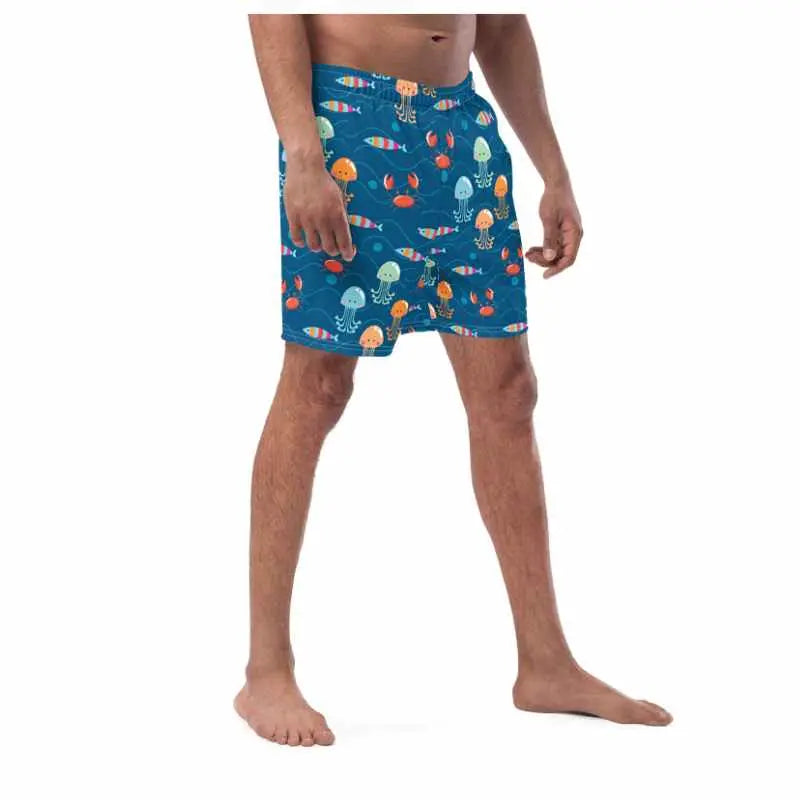 Men's Quick-Dry Swim Trunks with UPF 50+ Sun Protection - Perfect for Beach, Pool & Water Sports | Marine Fisher's Paradise Design