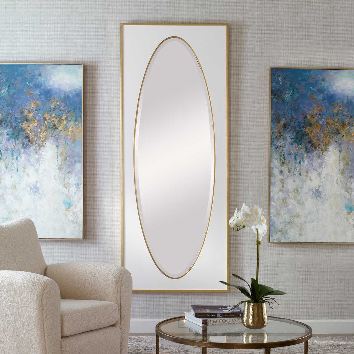 Stylish White Full Length Mirror - Modern Floor Mirror for Bedroom, Living Room & Dressing Area | Perfect for Home Decor, Outfit Checks & Selfies
