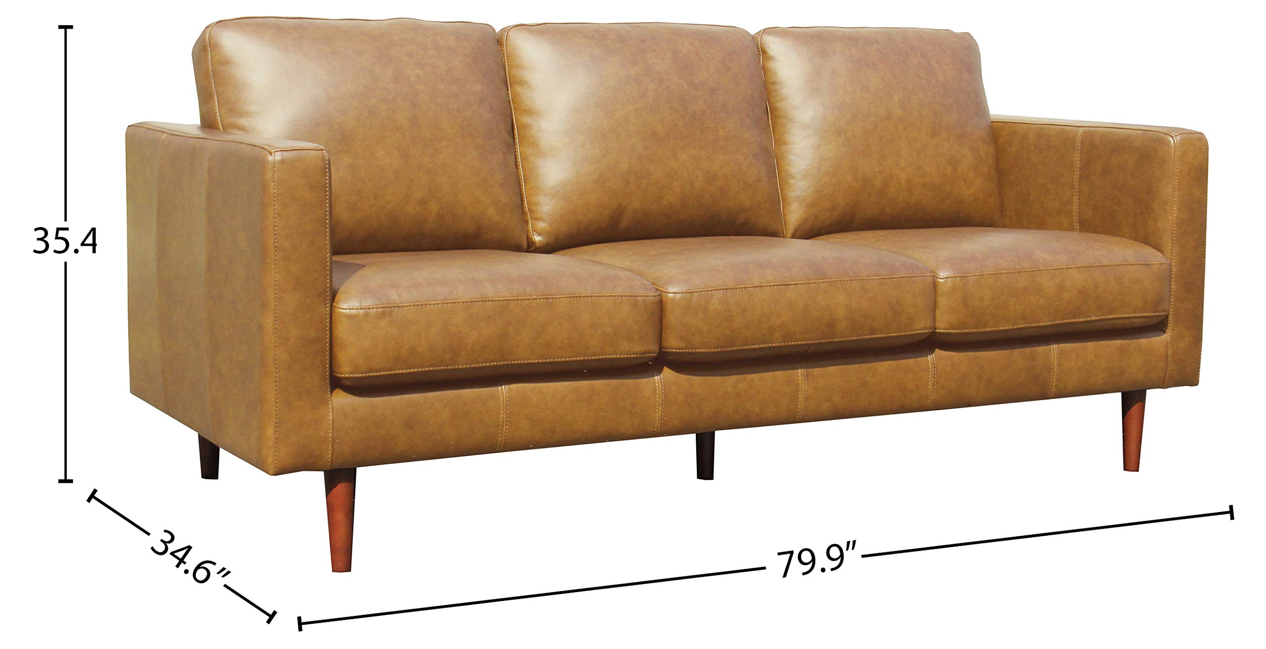 Rivet Revolve Modern Leather Sofa Couch 80