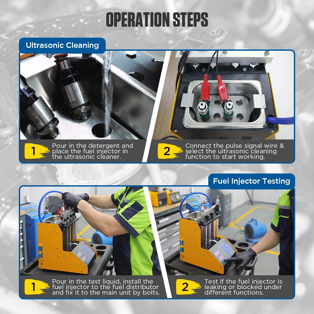 CT150 Fuel Injector Cleaner Tester - 4-Cylinder Ultrasonic Injection System for Motorcycle & Auto - No-Disassembly Cleaning with Spray Pattern, Leakage & Performance Testing (110V/220V) - Ideal for Garage Maintenance & DIY Auto Repair