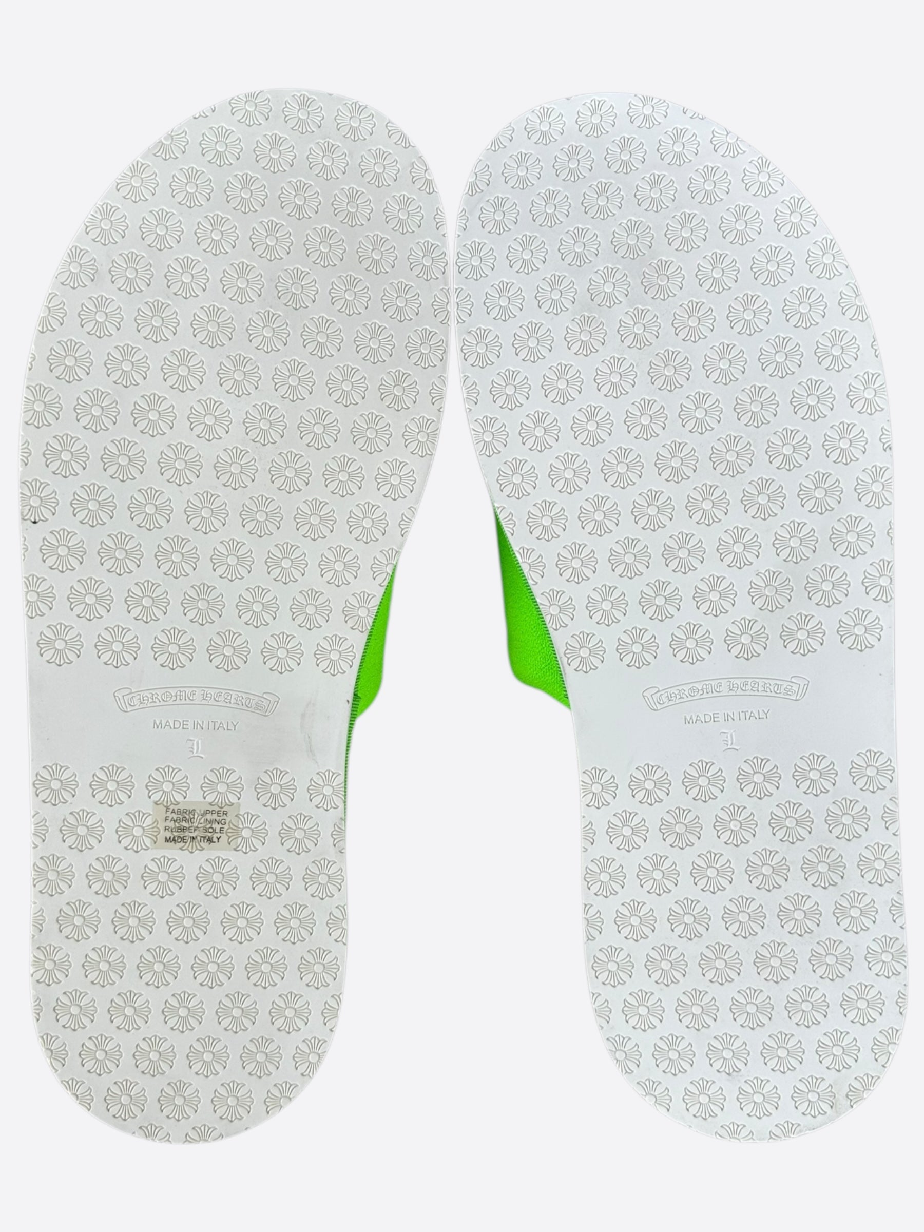 Chrome Hearts Green & White Miami Horseshoe Logo Slippers - Stylish & Comfortable Luxury Slides for Men & Women - Perfect for Home, Beach & Casual Outings