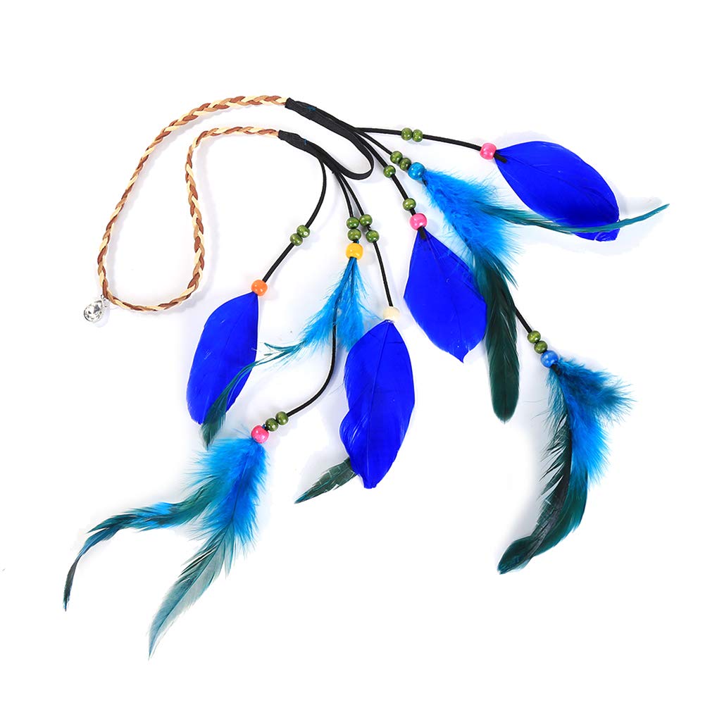 Bohemian Peacock Feather Headband for Women - Handmade Rattan & Braided Rope Hair Accessory - Hippie Festival Headdress - Perfect for Coachella, Music Festivals, Beach Parties and Boho Weddings