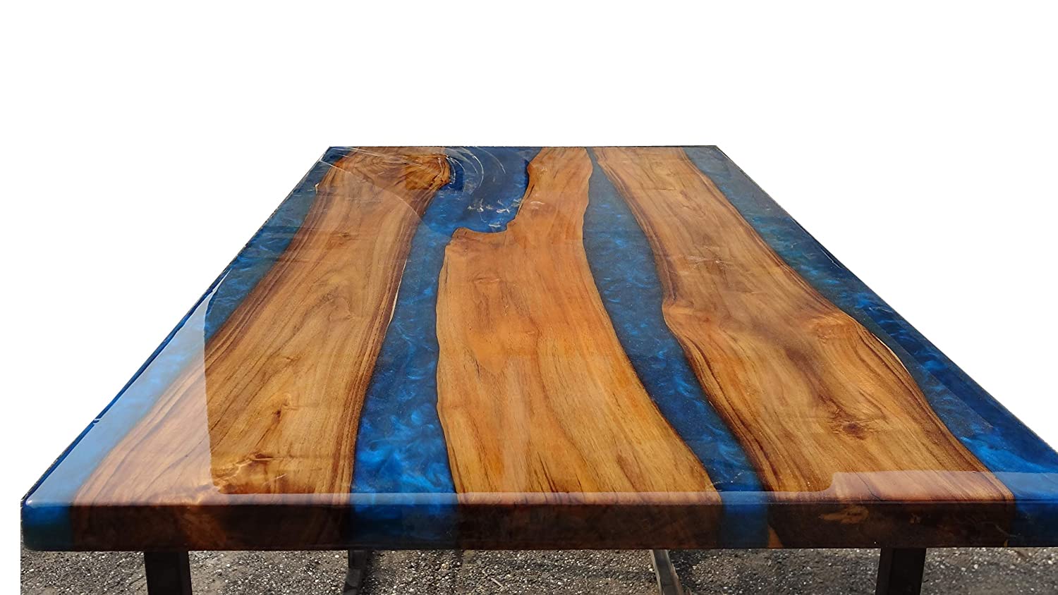 Handmade Epoxy River Table with Live Edge Wood - Natural Wood Dining Table for Kitchen & Dining Room - Unique Resin Coffee Table for Home & Office Decor