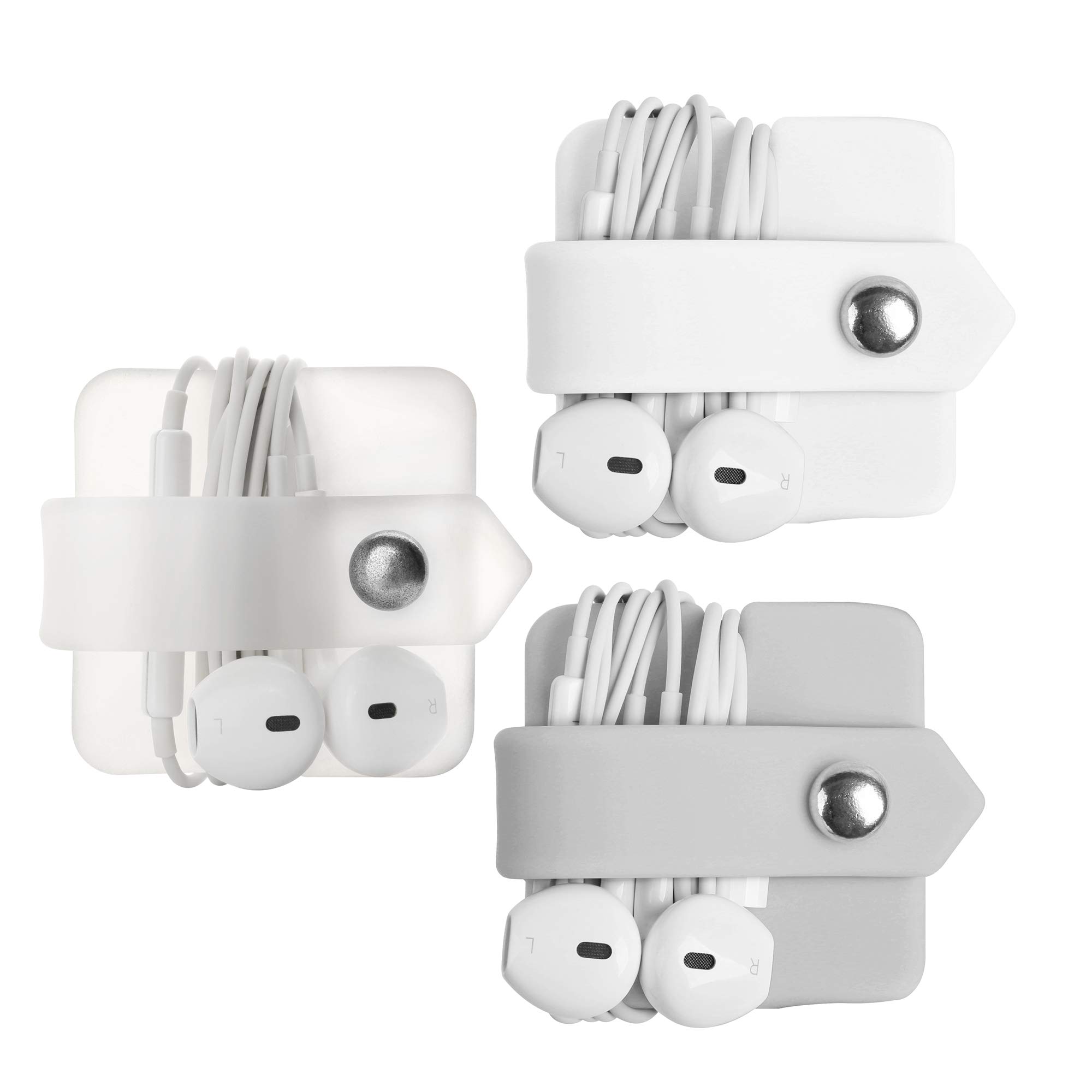 3-Pack Silicone Earphone Organizer & Cable Winder - Tangle-Free Headphone Cord Wrap Manager for Travel, Gym, and Office Use