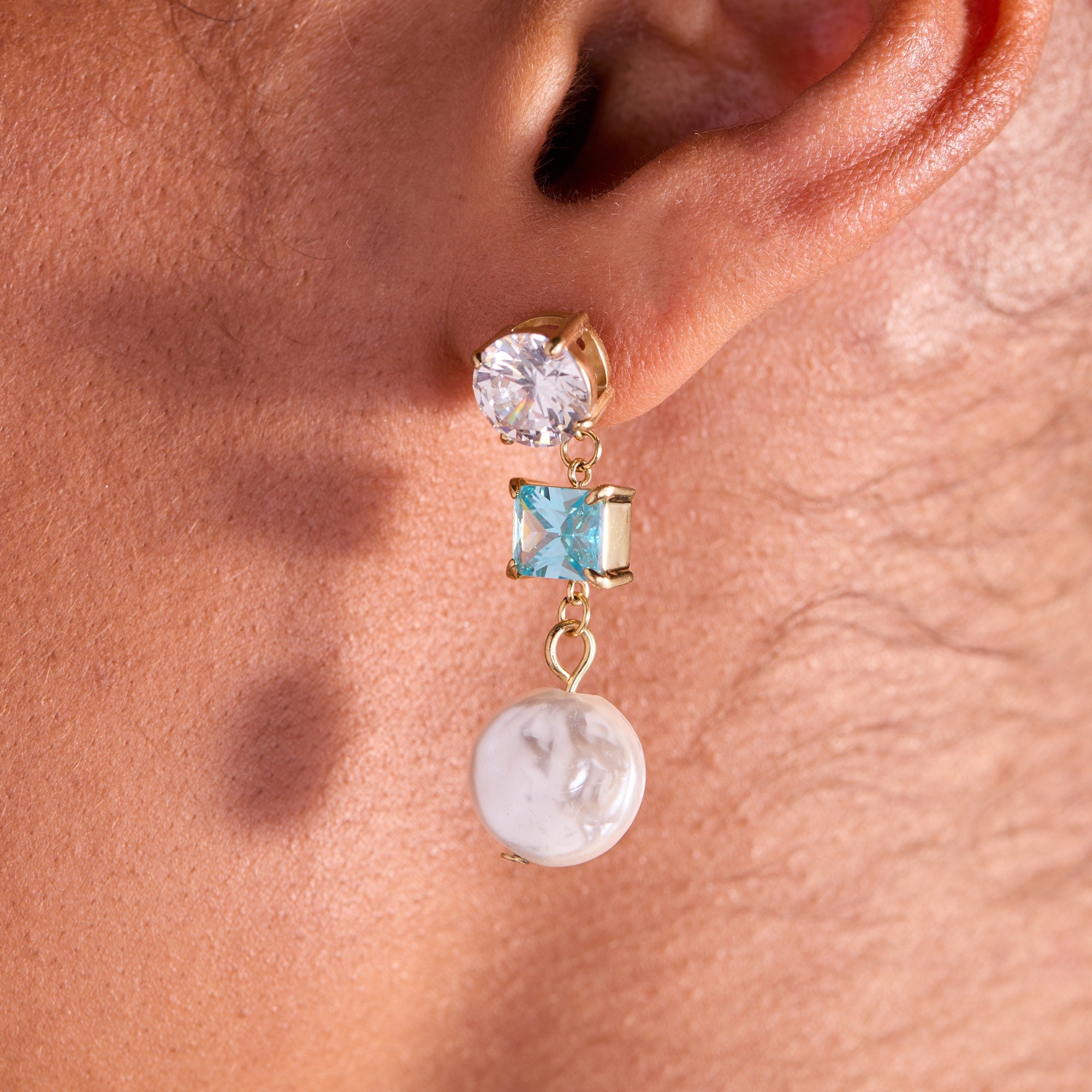Elegant Coin Pearl Triple Drop Earrings for Women - Handmade Vintage Dangle Jewelry - Perfect for Weddings, Parties & Special Occasions