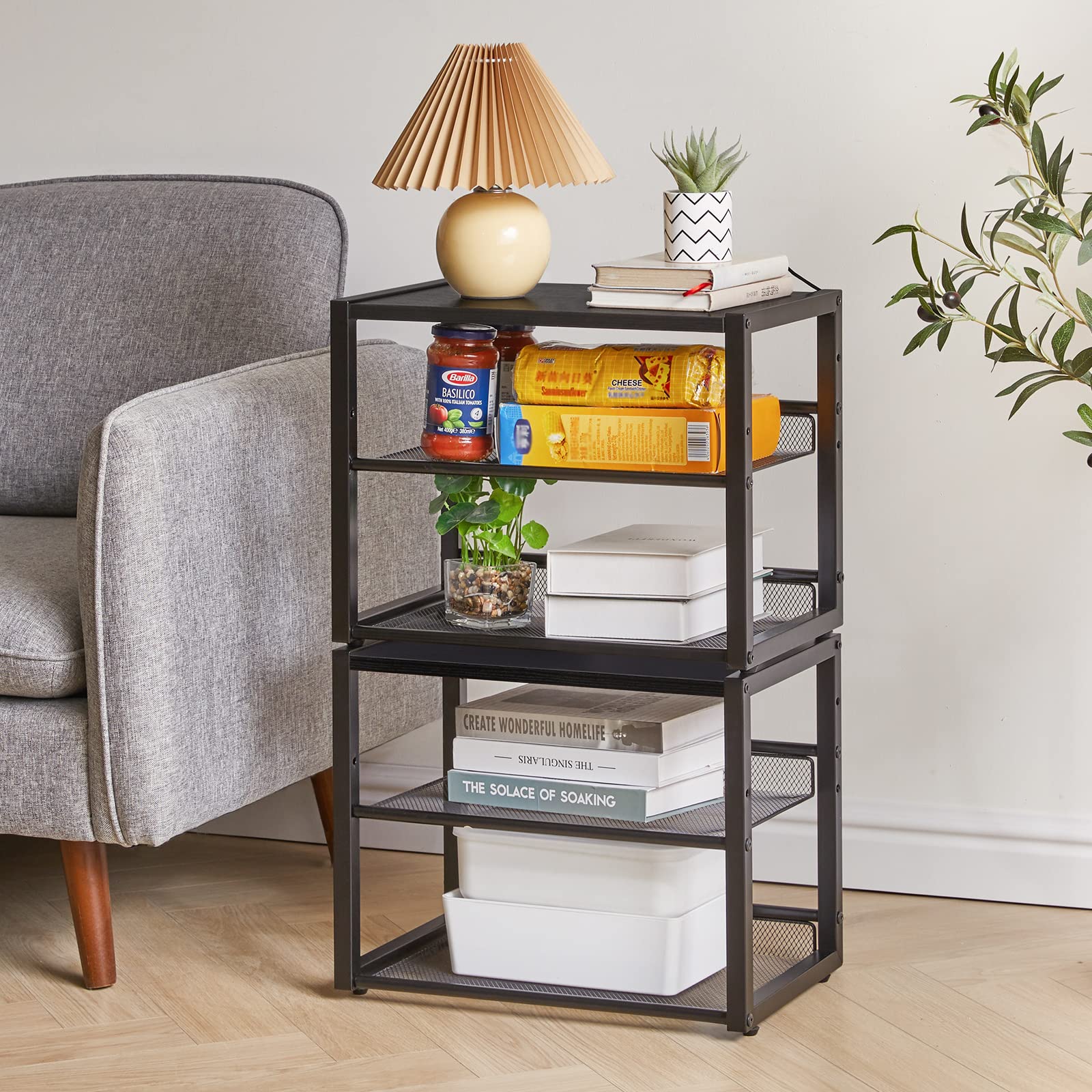 3-Tier Adjustable Desktop Printer Stand - Multi-Purpose Home Office Organizer for Printer, Fax Machine, Scanner, Files & Books - Space-Saving Black Workstation (UHPT001B) | Perfect for Small Offices, Dorm Rooms & Workspace Organization