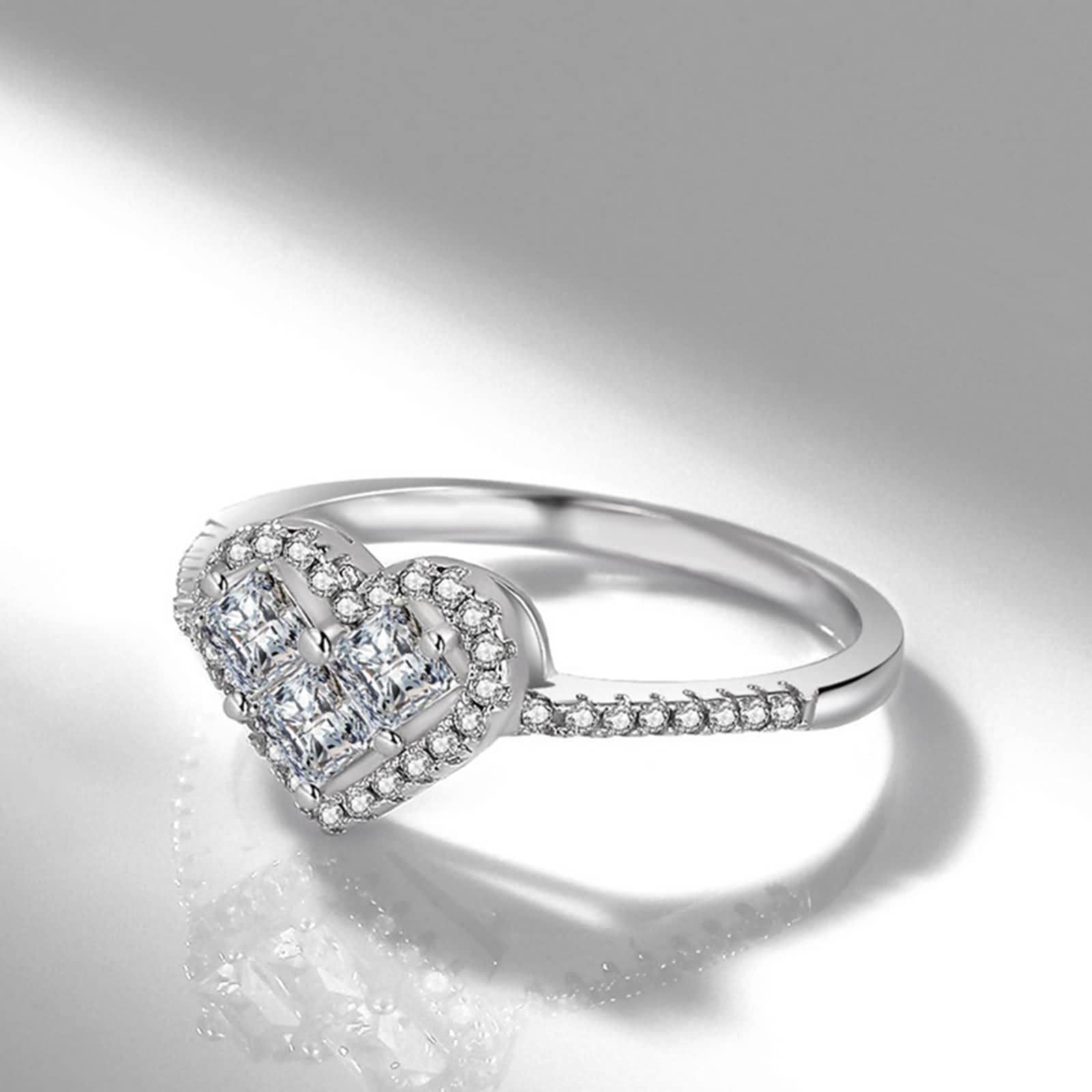Elegant Heart Pave Ring for Women - Gold & Silver Wedding Gift | Perfect for Her Special Occasions