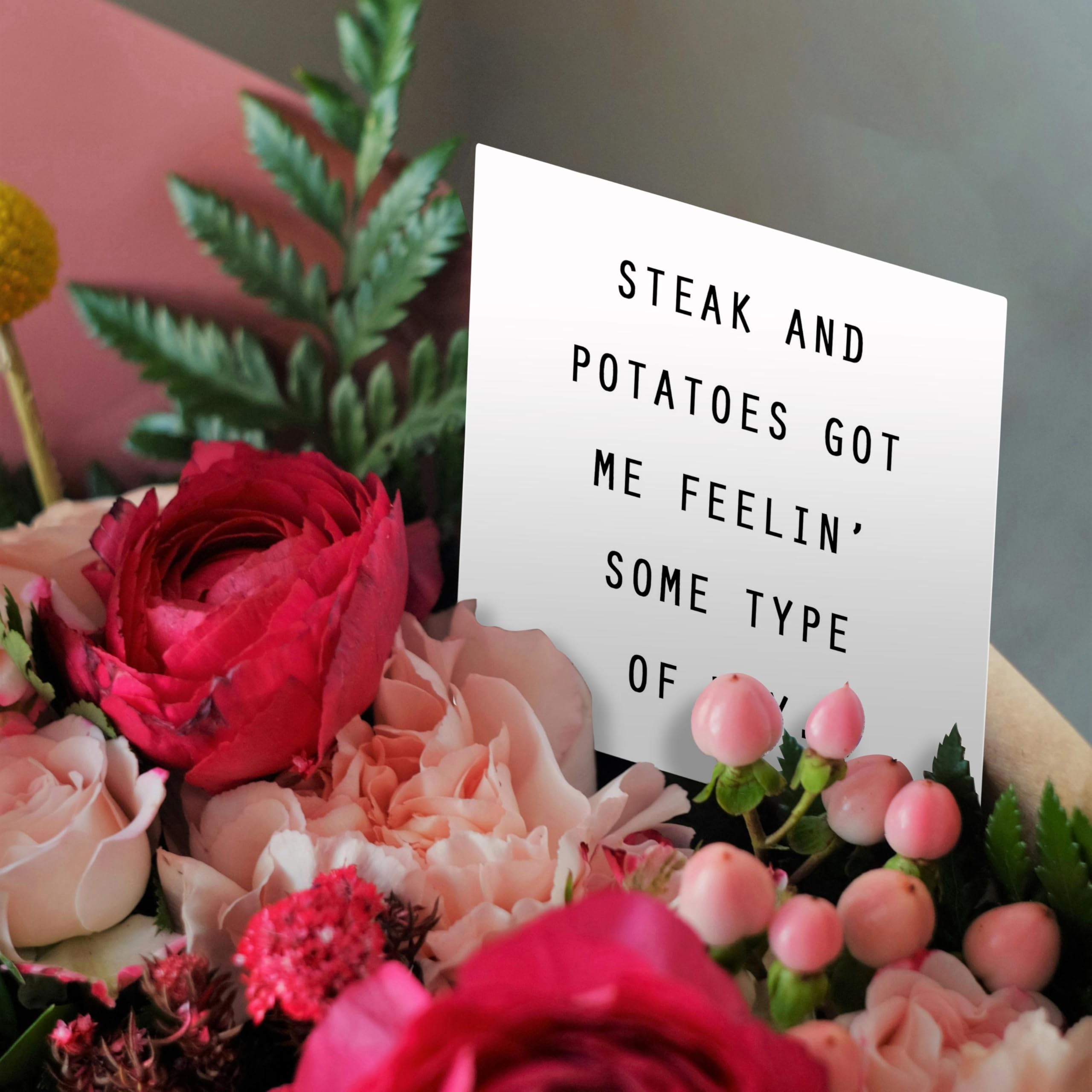 Funny Greeting Card - Steak and Potatoes Got Me Feeling Some Type of Way | Anne Collections Quotes | Perfect for Birthday, Anniversary & Food Lovers Gifts