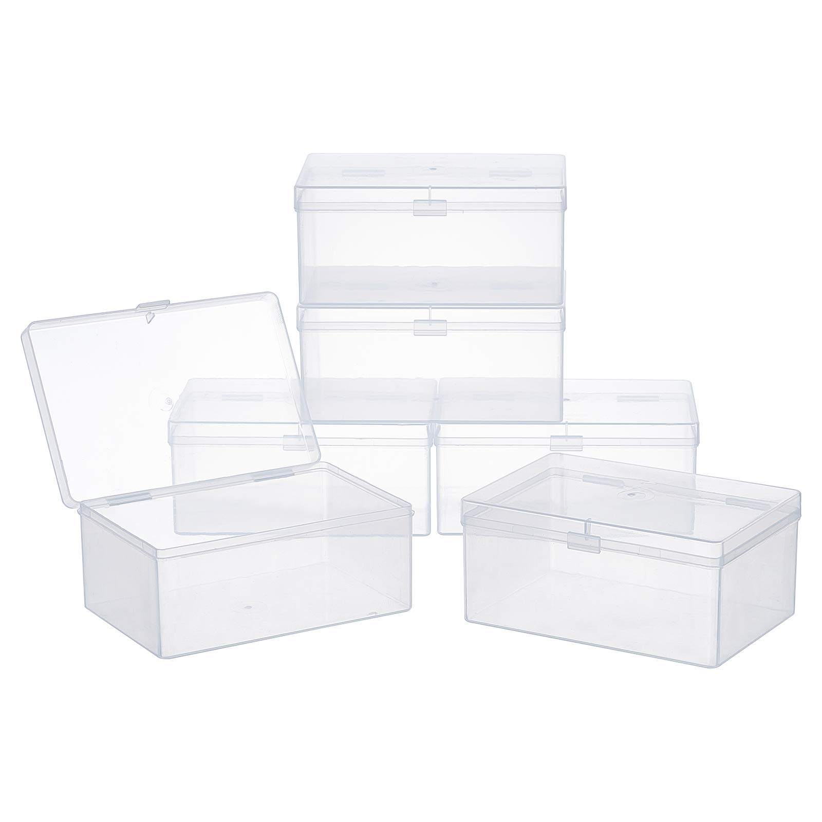 SUPERFINDINGS 6-Pack Clear Plastic Beads Storage Containers with Lids – Small Rectangle Organizer Box for Jewelry, Office & Craft Supplies (4.8x3.3x2.2 Inches) – Perfect for DIY Projects, Bead Sorting & Home Organization