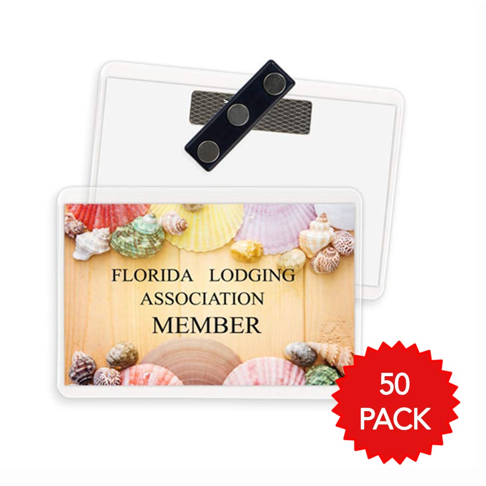 4 x 2.5 Inch Magnetic Badge Holder - Heavy-Duty 3-Point Magnet for Secure Attachment - Top Loading Reusable PVC ID Card Holder (Pack of 50) - Perfect for Office, Events, Hospitals & Security Personnel