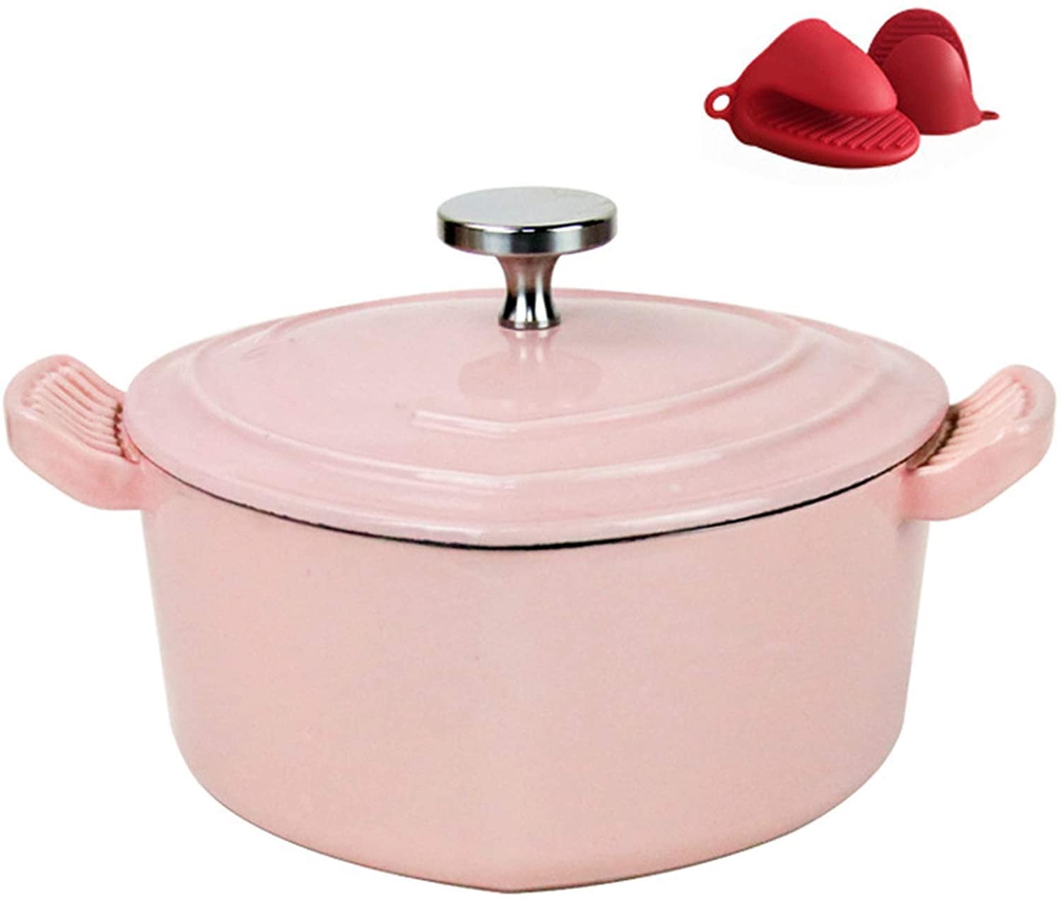 **Pink Heart-Shaped Enameled Cast Iron Dutch Oven with Lid – 5QT Casserole Dish for Baking, Roasting, and Braising – Perfect for Stovetop, Oven & Camping Cooking**