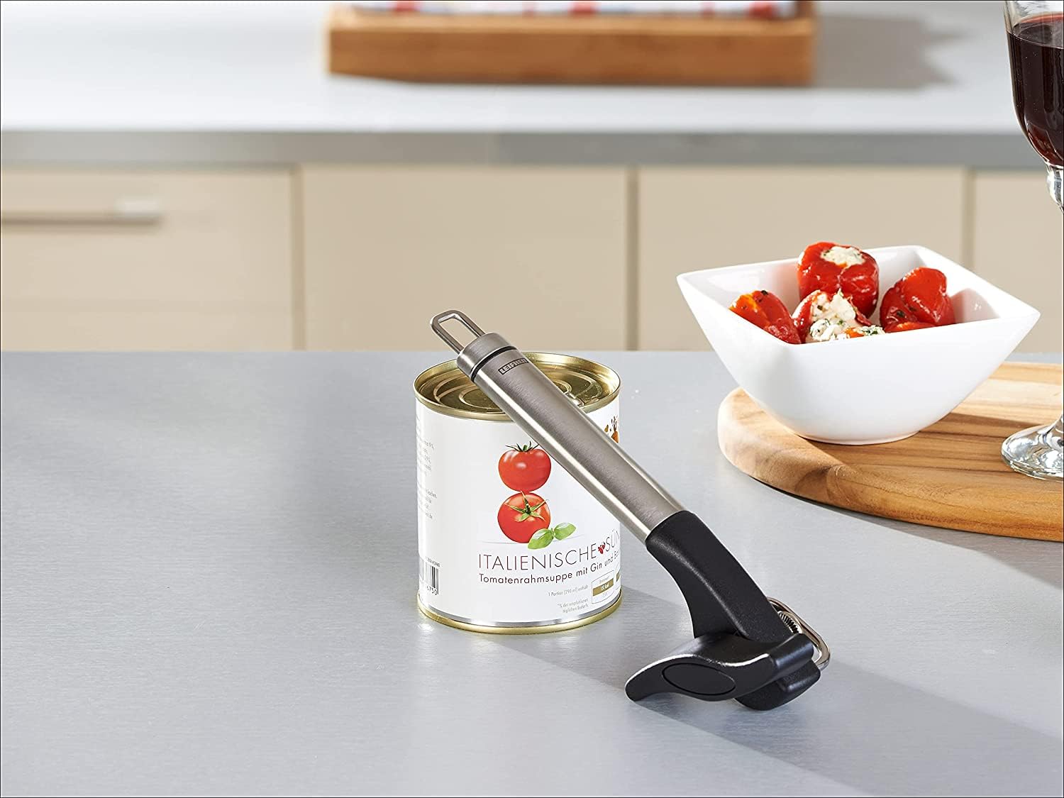 Leifheit Proline Safety Can Opener - Easy Open, Rustproof & Ergonomic Design for Kitchen, Camping & Emergency Use