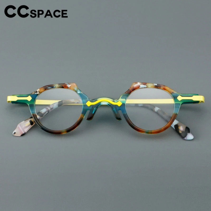 CCspace Women's Full Rim Irregular Round Acetate Eyeglasses Frame 302177 - Trendy Retro Glasses for Women, Fashionable Eyewear for Work, Reading & Daily Use