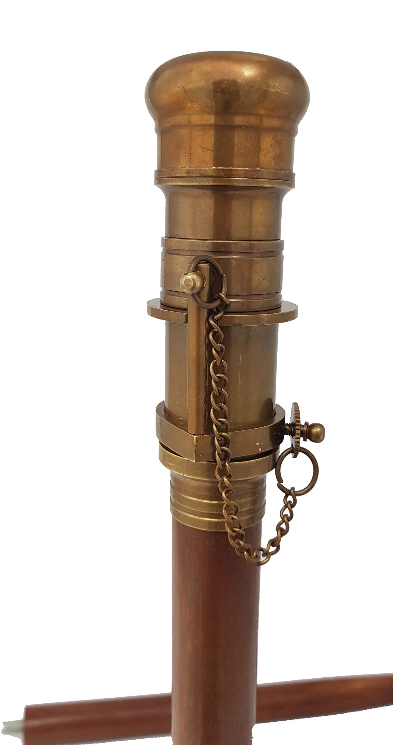 Antique Brass Nautical Telescope Walking Cane - Foldable Rosewood Steampunk Style Wooden Stick for Costume & Cosplay - Perfect for Pirate, Victorian, or Steampunk Outfits & Collectors