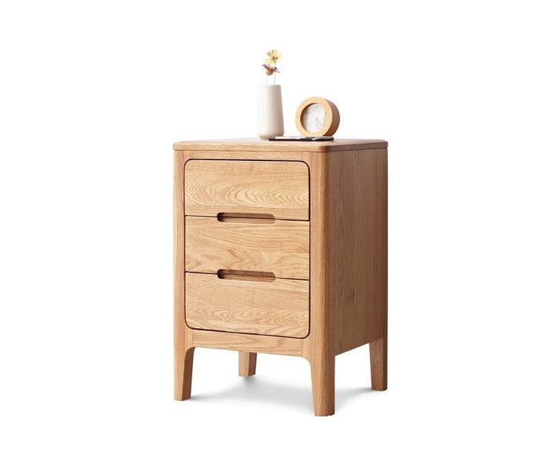 Solid Oak Wood Nightstand - Sturdy Bedside Table with Drawer for Bedroom, Living Room, or Guest Room - Perfect for Storage and Decor