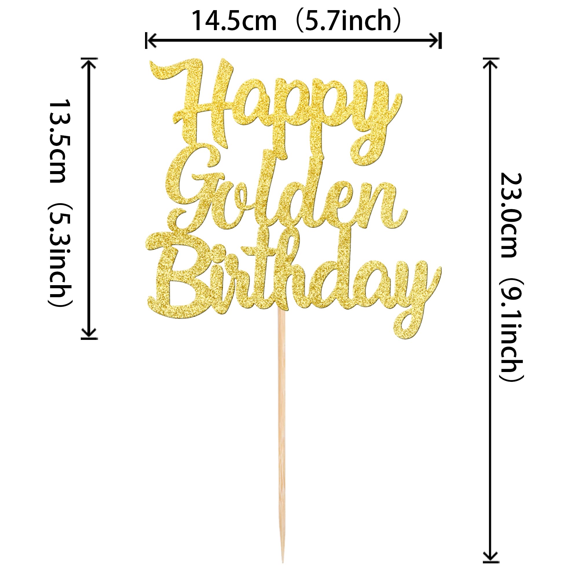 1 PCS Happy Golden Birthday Cake Topper - Gold Glitter Cake Decor for Birthday, Anniversary & Theme Party - Perfect for Wedding, Baby Shower & Special Celebrations