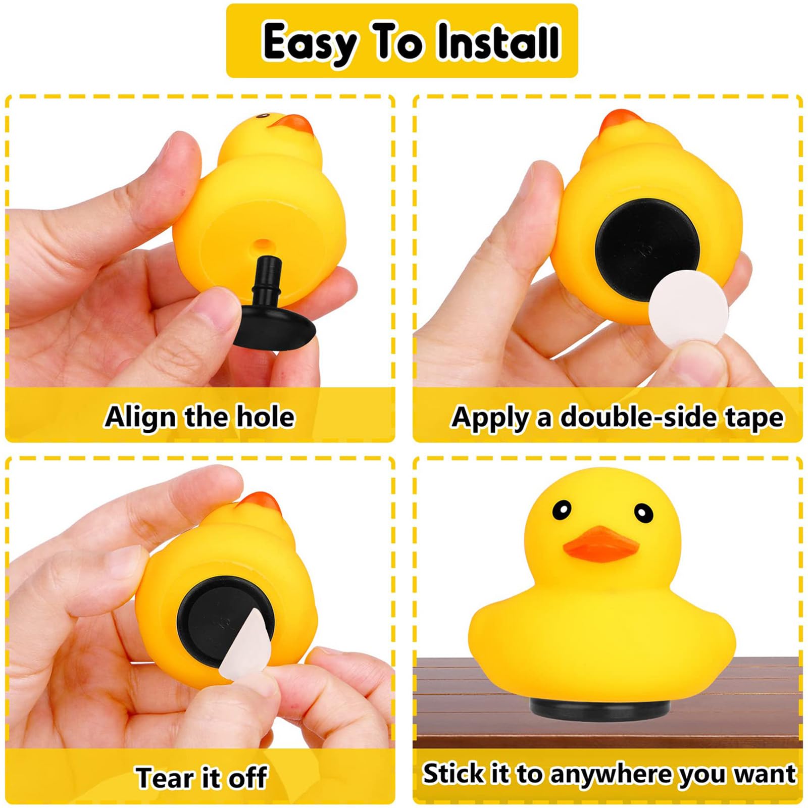 Funny Rubber Ducks for Car Dashboard - 3Pcs with Holders - Bath & Car Decor Gift