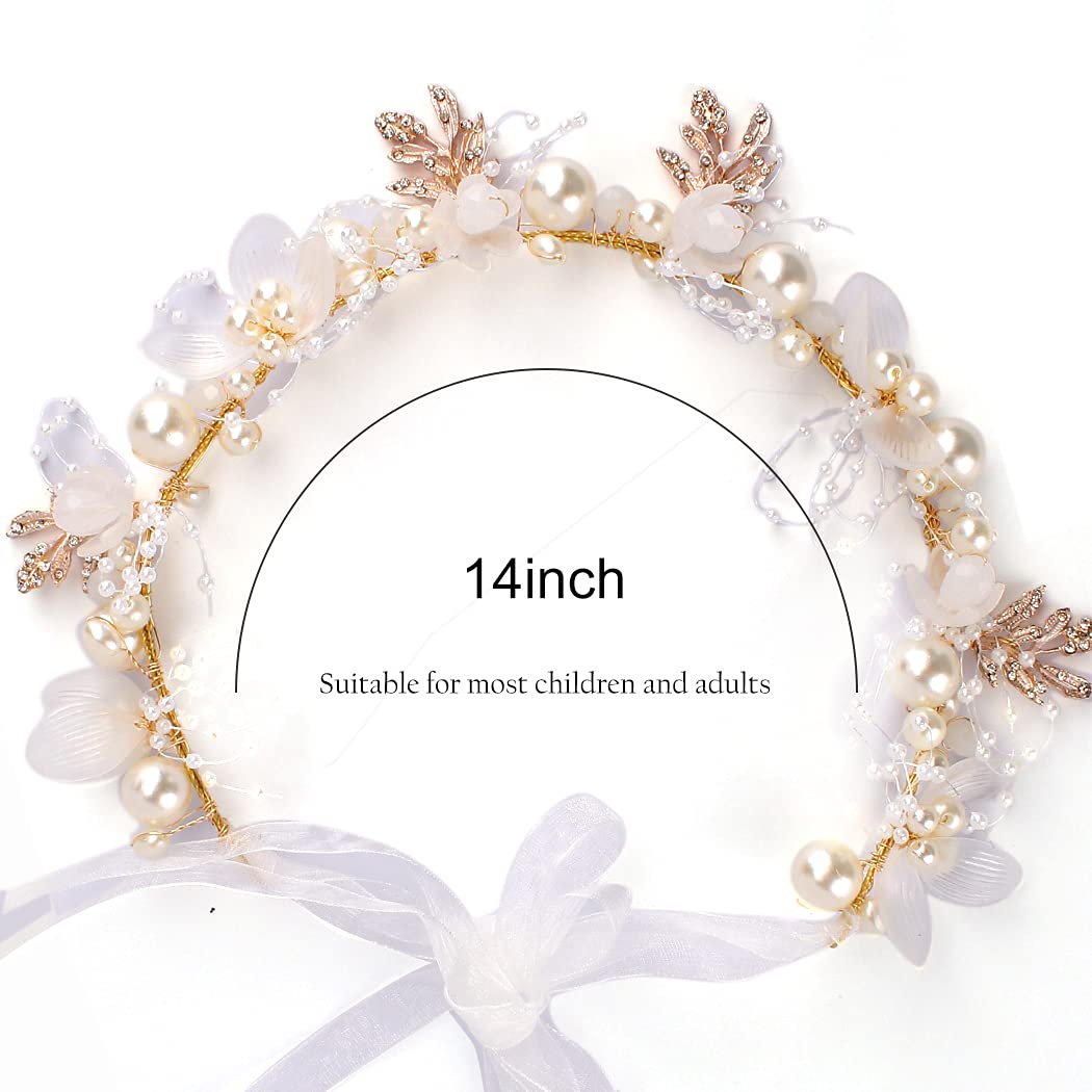Elegant Flower Tiaras for Girls & Women | Crystal Pearl Flower Crown Headband | Wedding Hair Accessories for Bride, Flower Girls & Bridesmaids | Perfect for Weddings, Prom, Pageants & Special Occasions