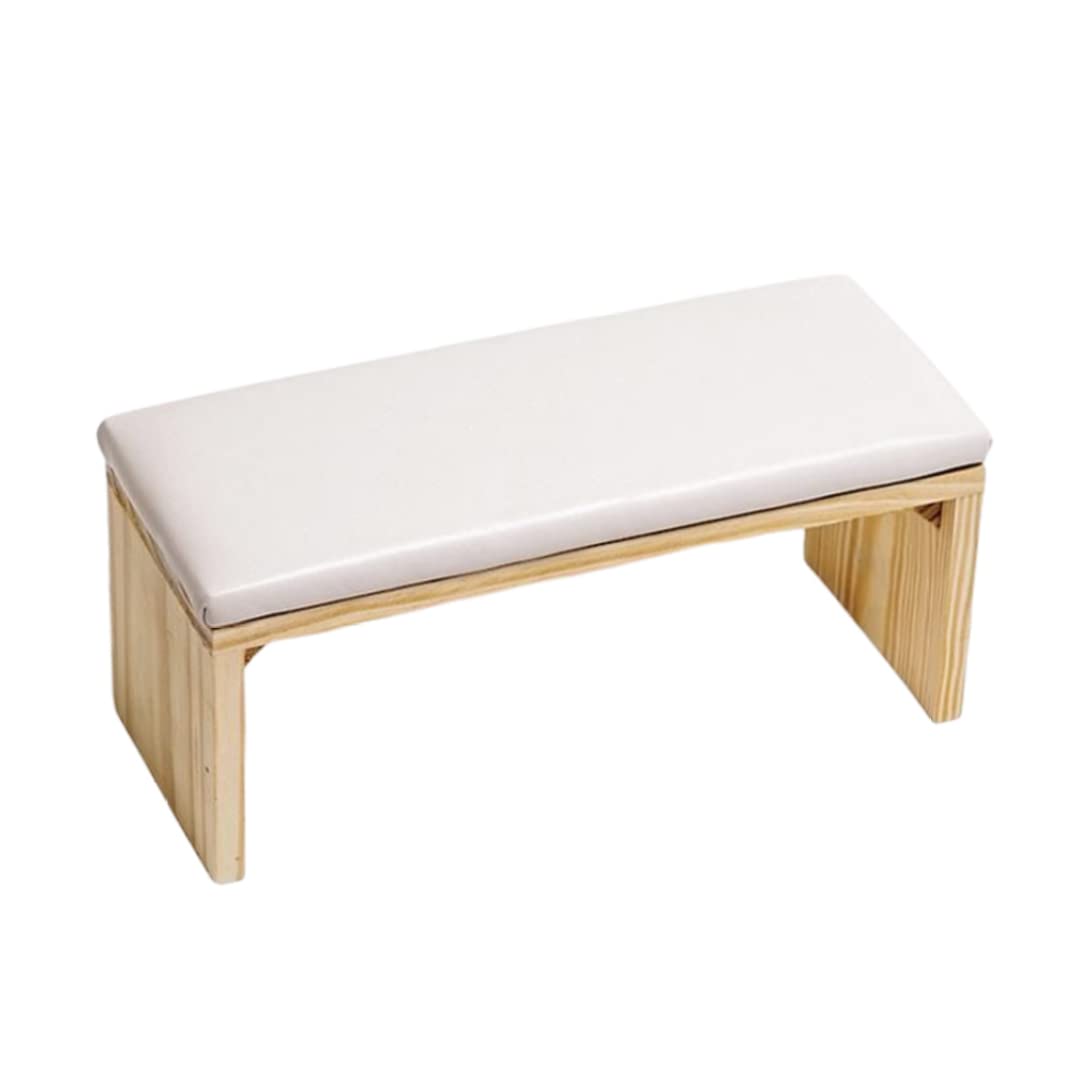 Premium Wooden Nail Arm Rest Hand Pillow - Ergonomic Manicure Cushion for Comfortable Nail Care (White) | Perfect for Salon, Home Spa & Professional Nail Technicians