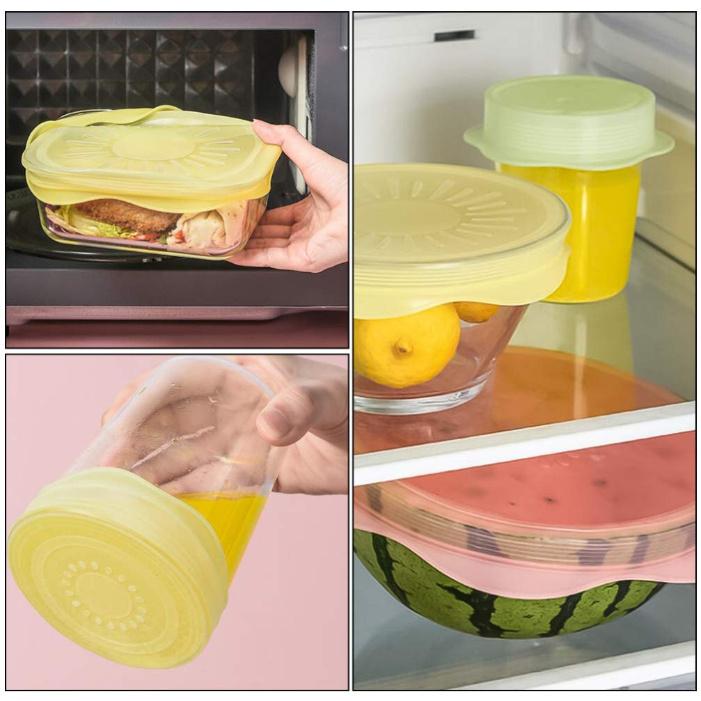 Hemoton 6-Piece Silicone Food Cover Set - Reusable Stretch Lids for Bowls, Flexible & Airtight Food Storage Covers - Perfect for Meal Prep, Leftovers & Refrigerator Organization