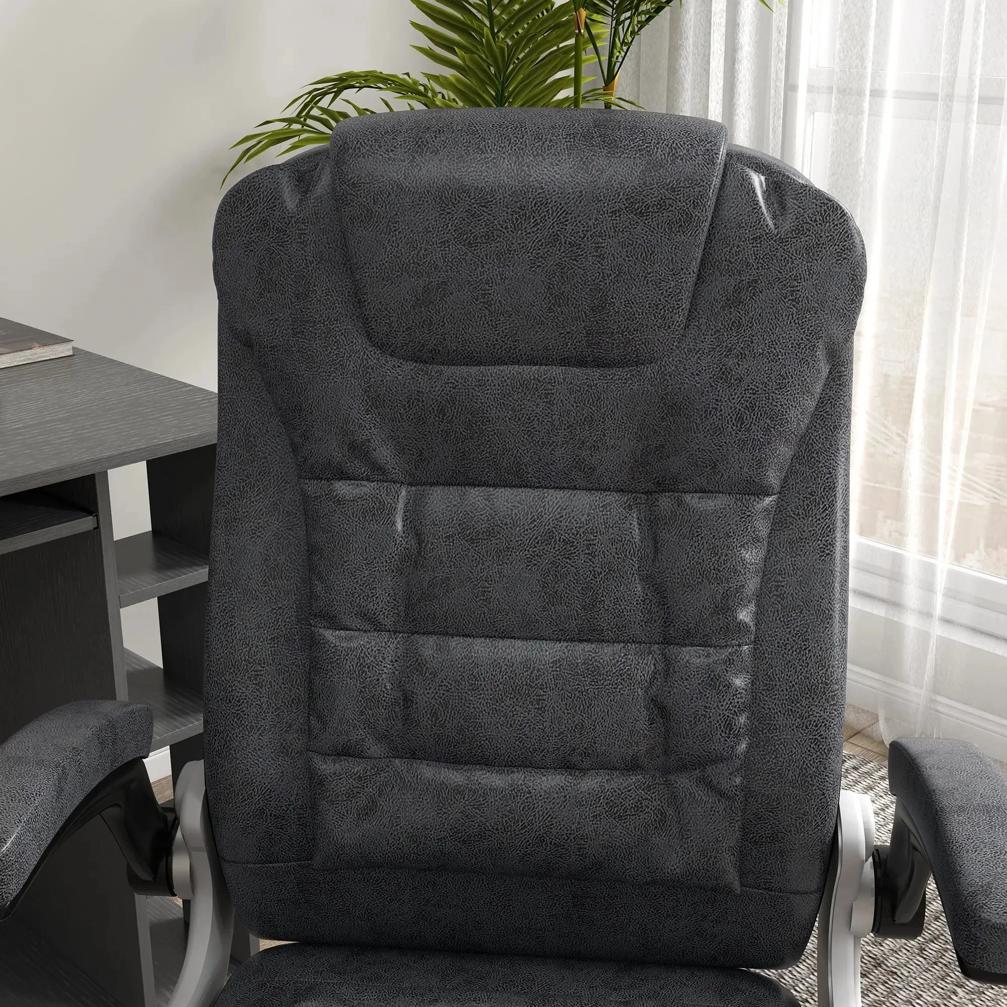 Premium Heavy Duty Microfiber Office Chair - Charcoal Grey - Ergonomic Support for Long Hours, Home & Office Workspace Comfort