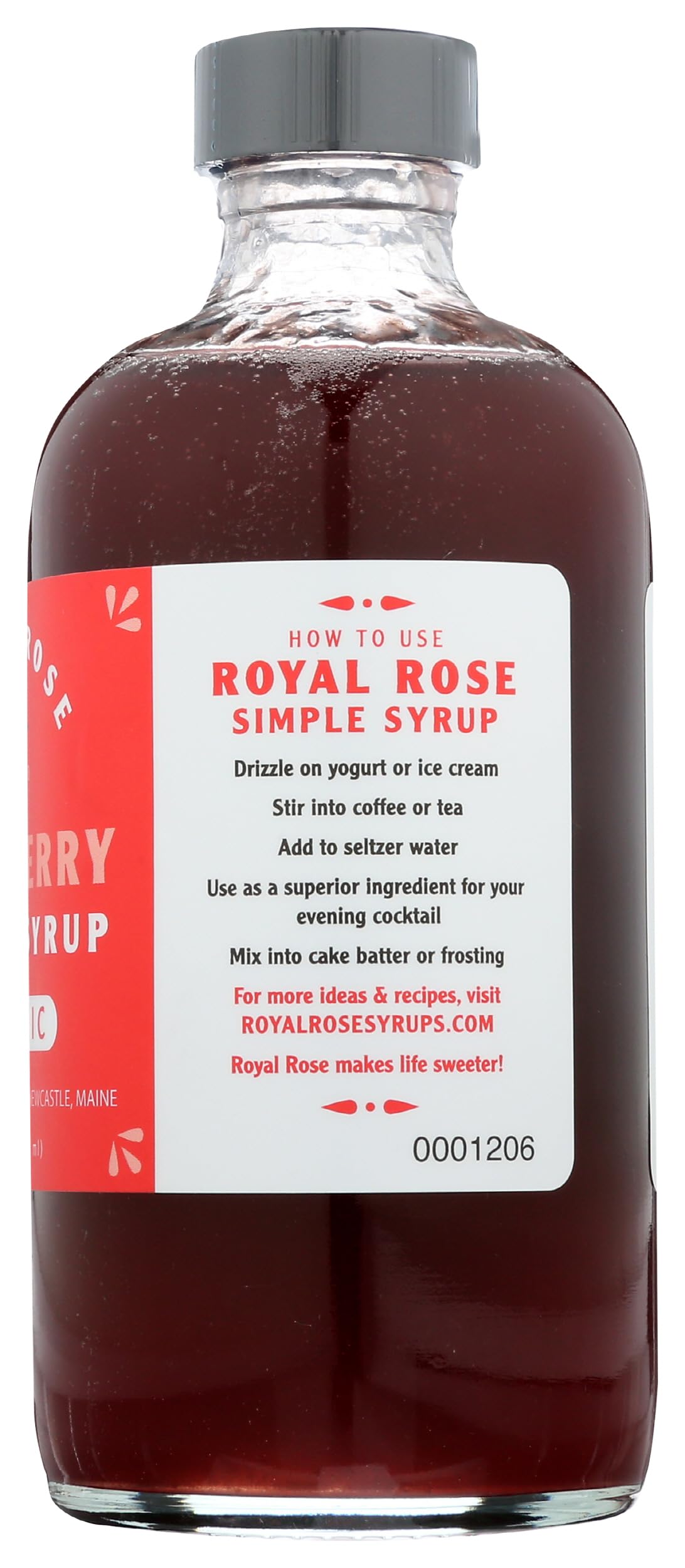 Organic Raspberry Simple Syrup by ROYAL ROSE - 8 Fl Oz | Premium Cocktail Mixer, Dessert Topping & Beverage Flavoring for Mocktails, Coffee, Tea & Baking