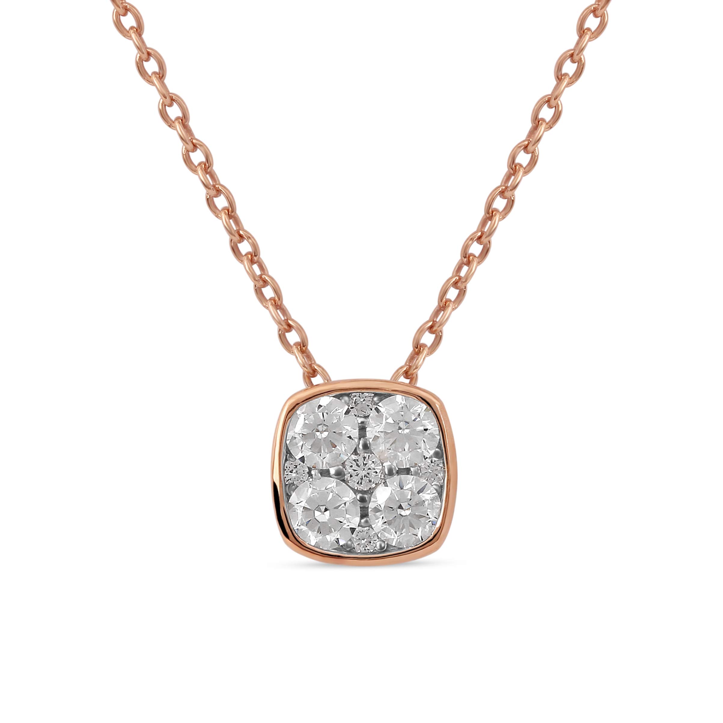 Labella Sterling Silver 1/4 CT.TDW Diamond Cluster Pendant Necklace for Women - Rhodium Plated Elegant Jewelry Gift for Her, Perfect for Anniversaries, Birthdays & Special Occasions